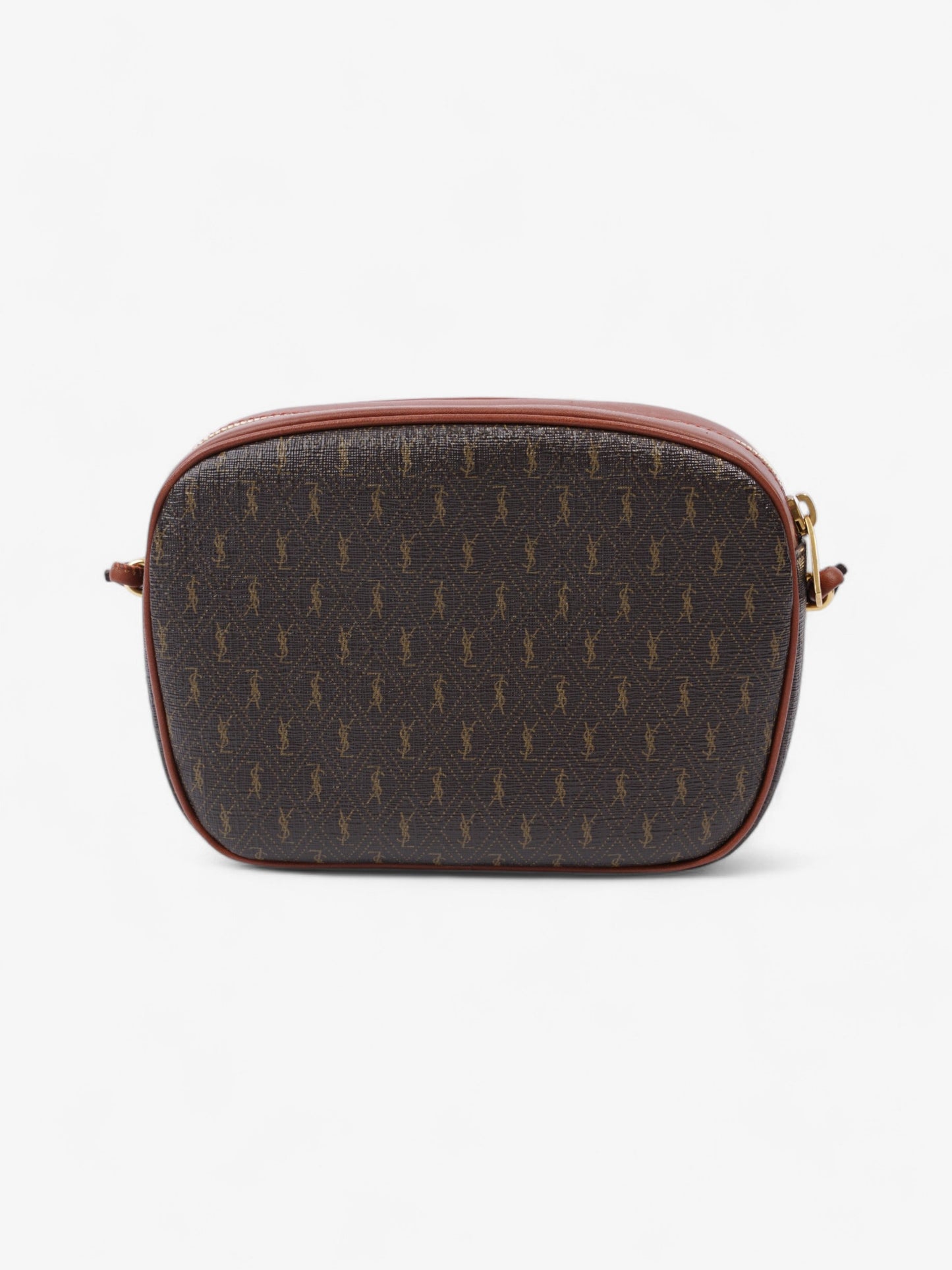 Saint Laurent Le Monogramme Camera Brown Coated Canvas