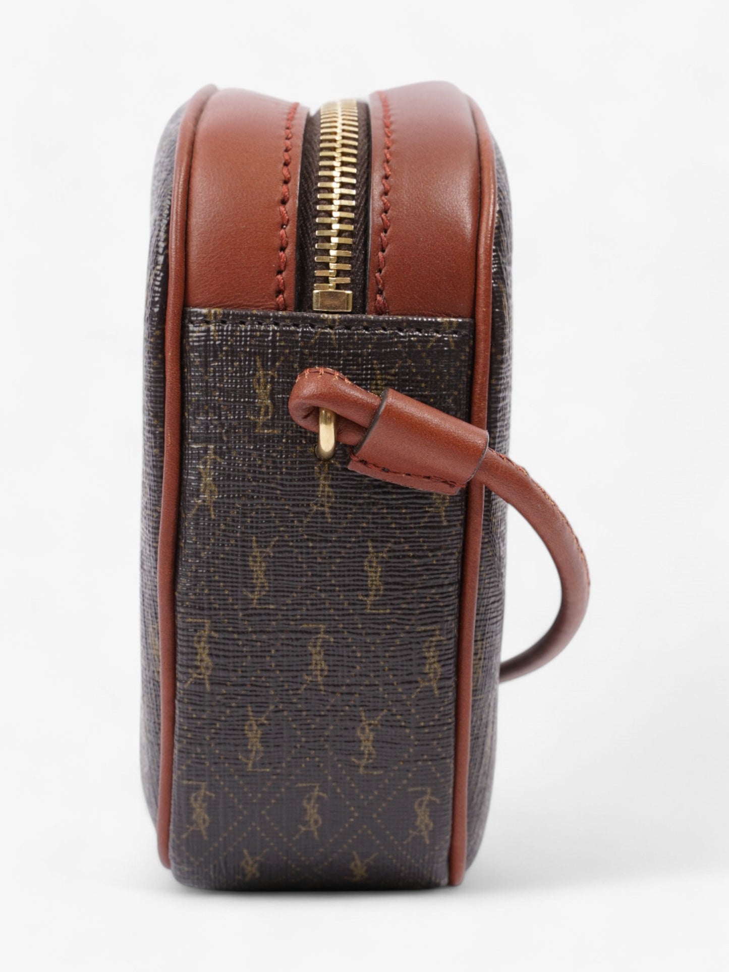 Saint Laurent Le Monogramme Camera Brown Coated Canvas