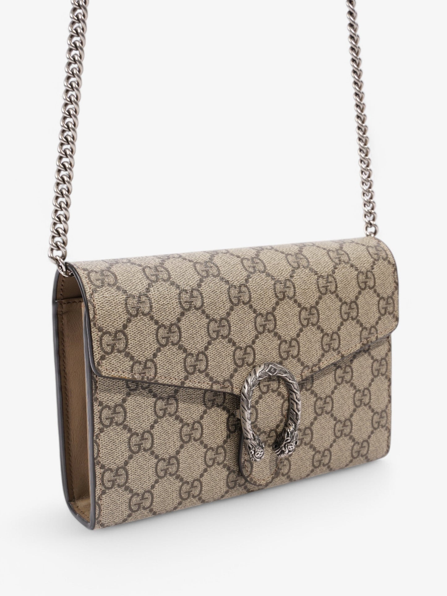 Gucci Dionysus Chain Wallet GG Supreme / Beige / Ebony Coated Canvas