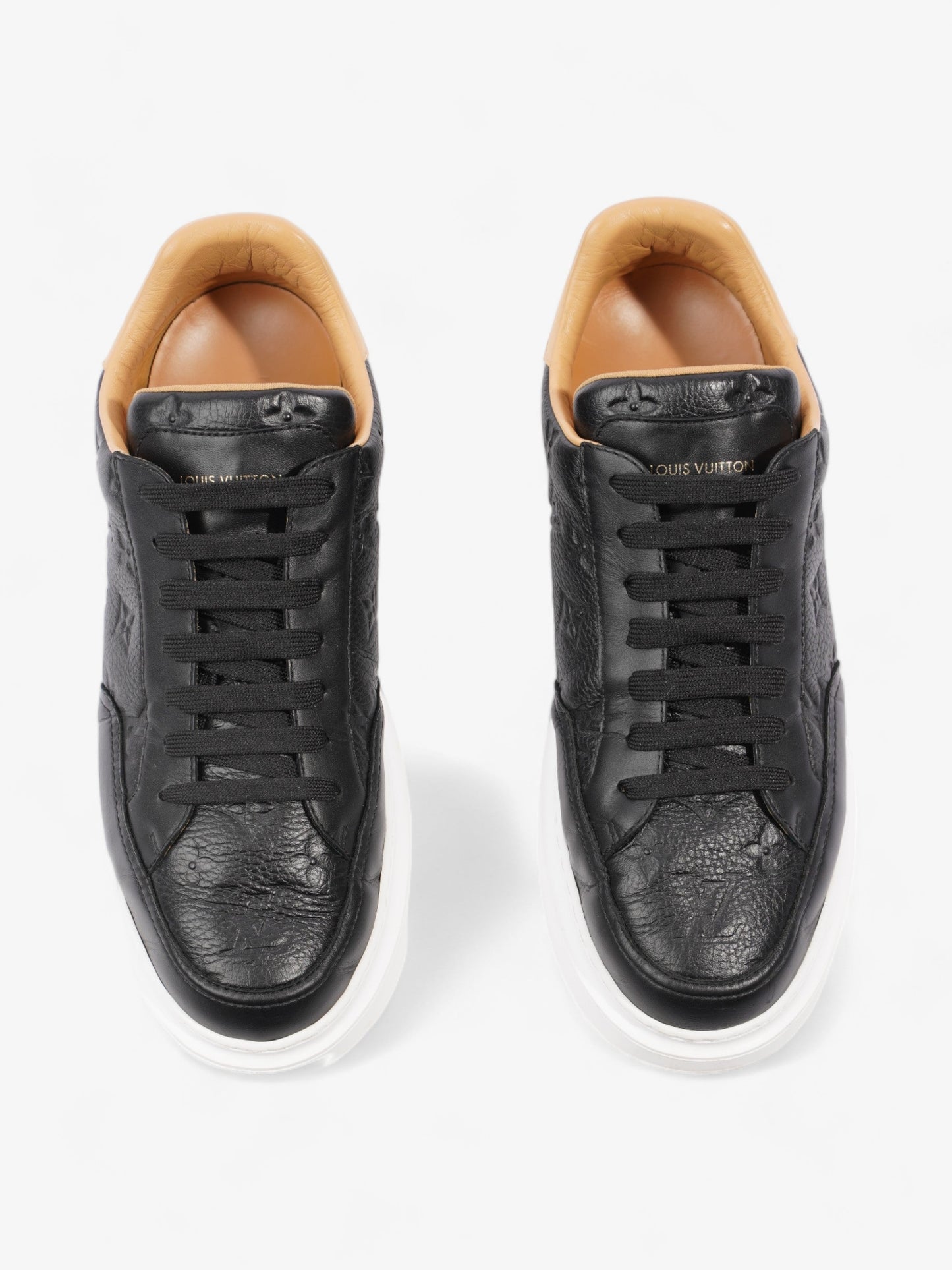 Louis Vuitton Beverly Hills Sneakers Black Monogram / Beige Calfskin Leather EU 43 UK 9