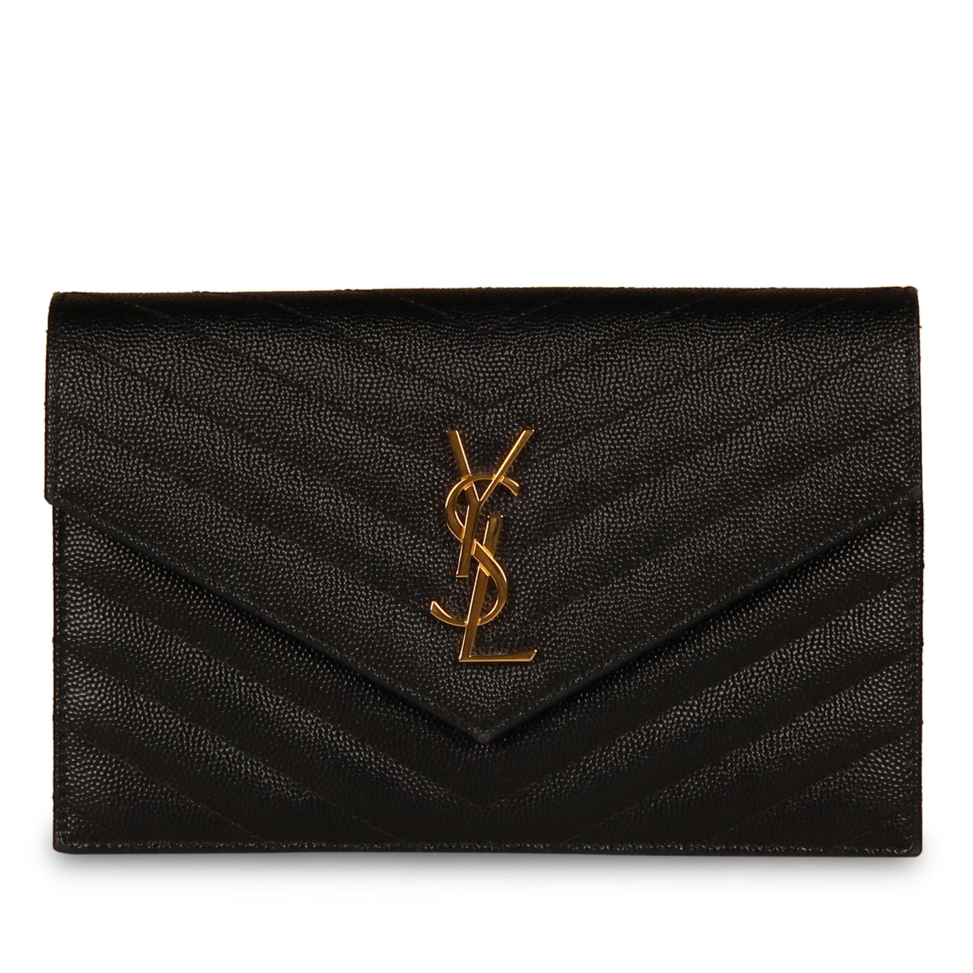 Saint Laurent Black Envelope Wallet on Chain