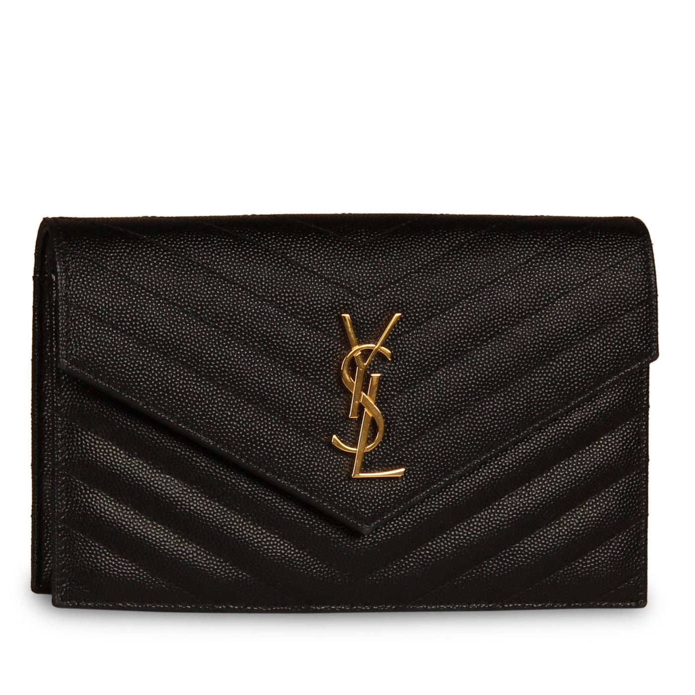 Saint Laurent Black Envelope Wallet on Chain