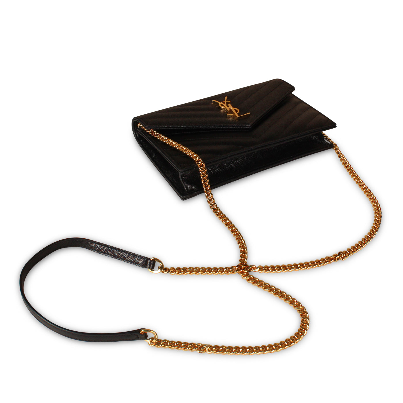 Saint Laurent Black Envelope Wallet on Chain