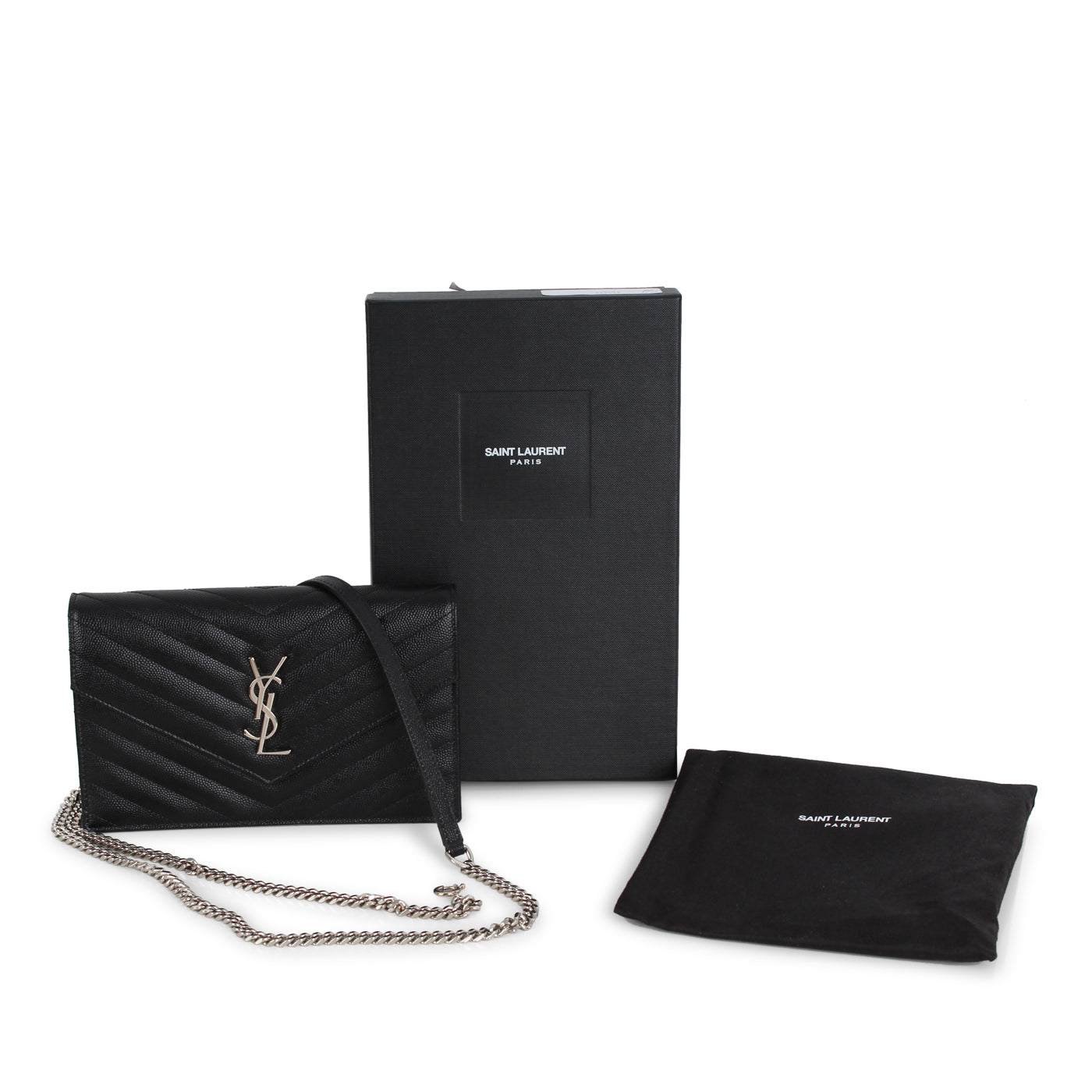 Saint Laurent Envelope Chain Wallet - Black
