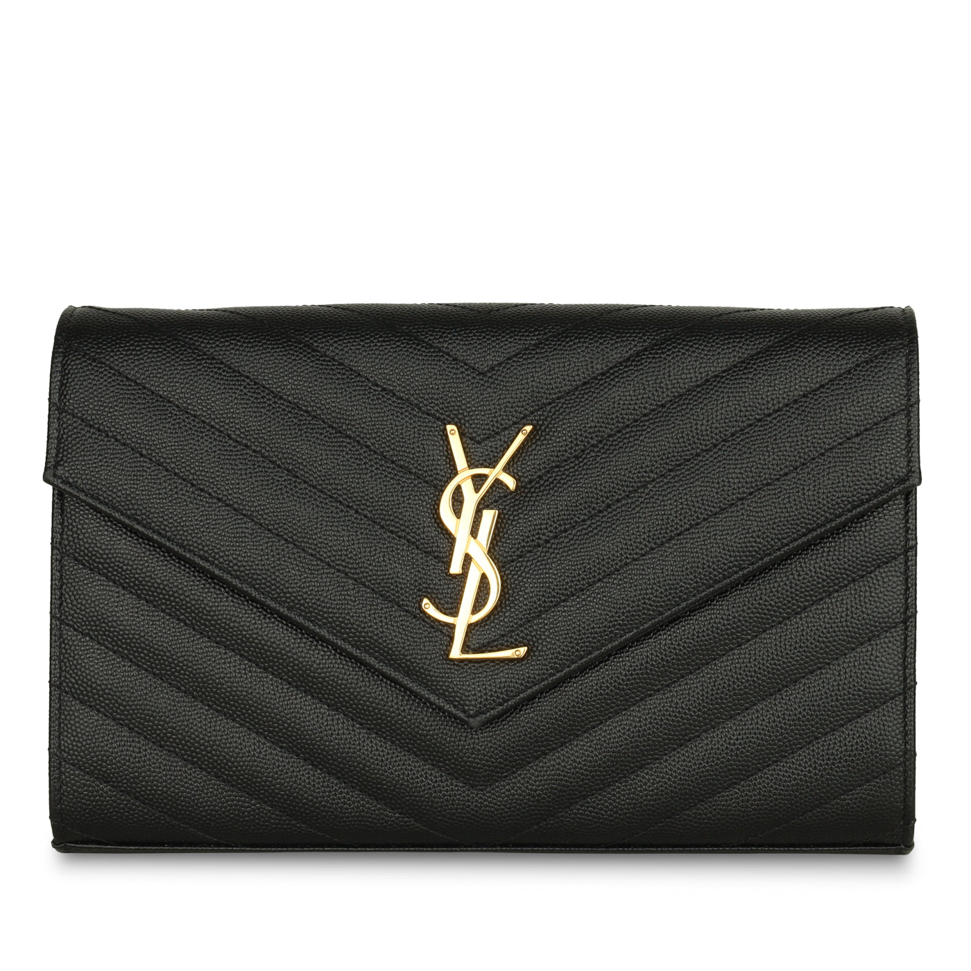 Saint Laurent Envelope Chain Wallet - Black
