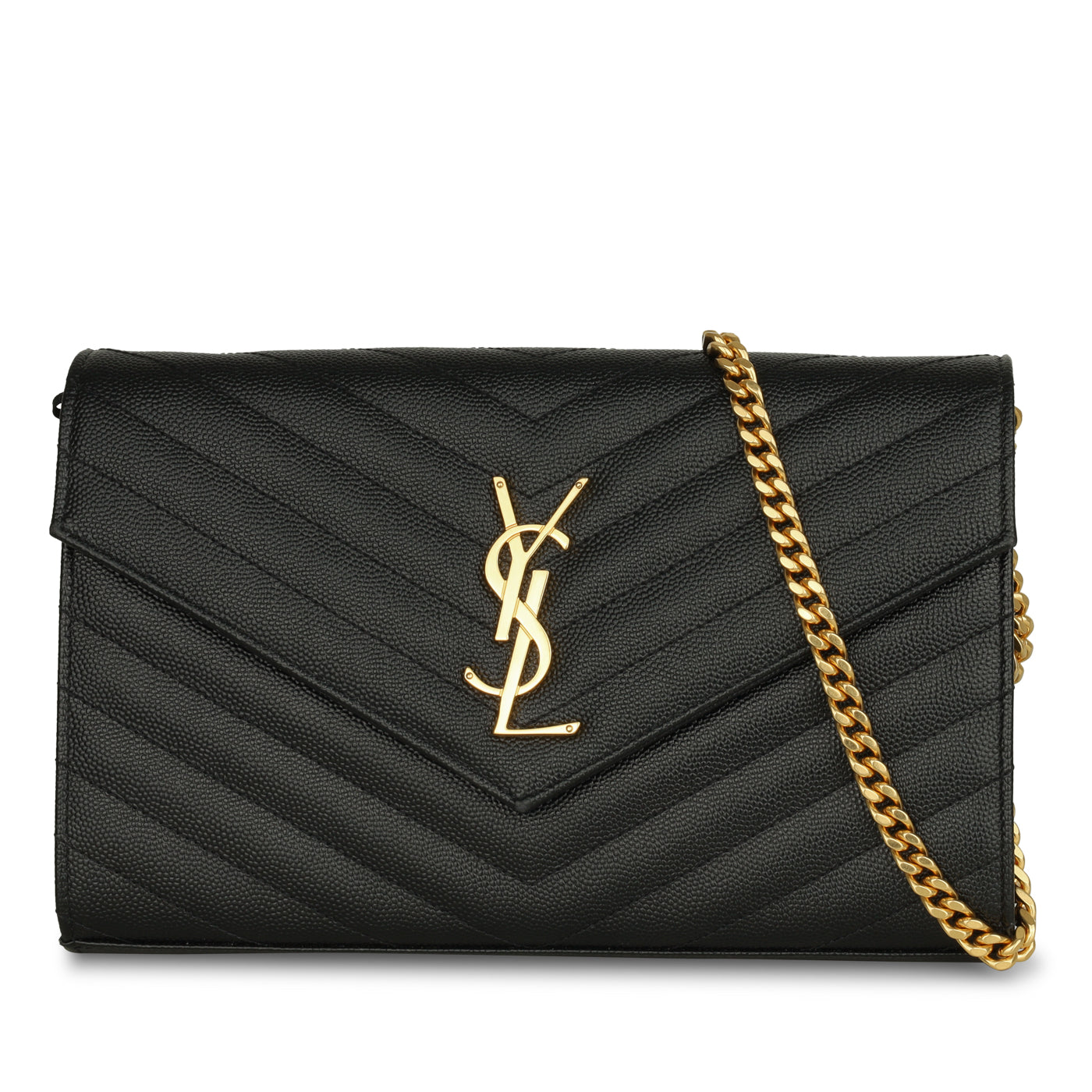 Saint Laurent Envelope Chain Wallet - Black