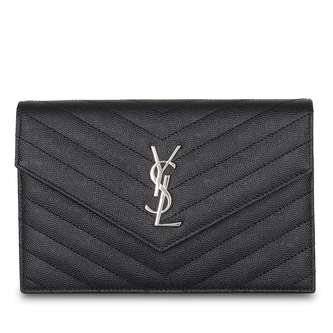 Saint Laurent Envelope Chain Wallet - Black