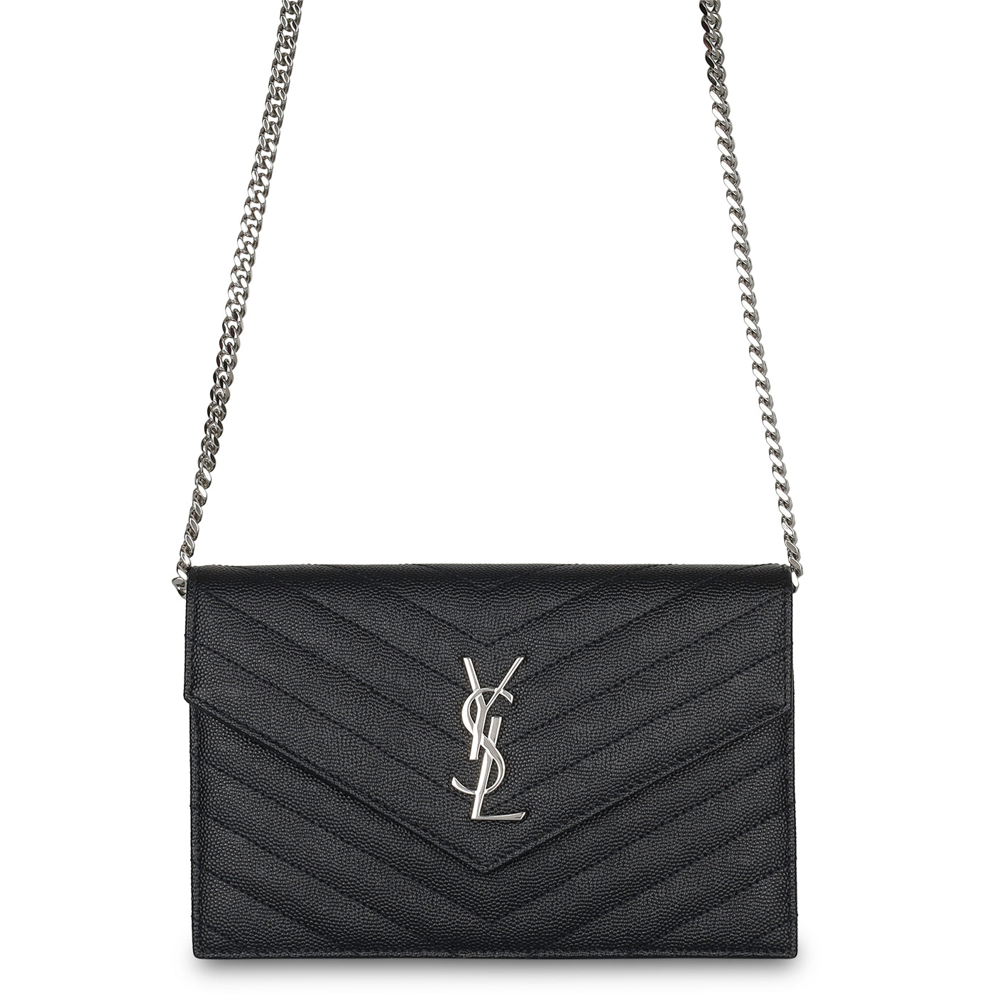 Saint Laurent Envelope Chain Wallet - Black