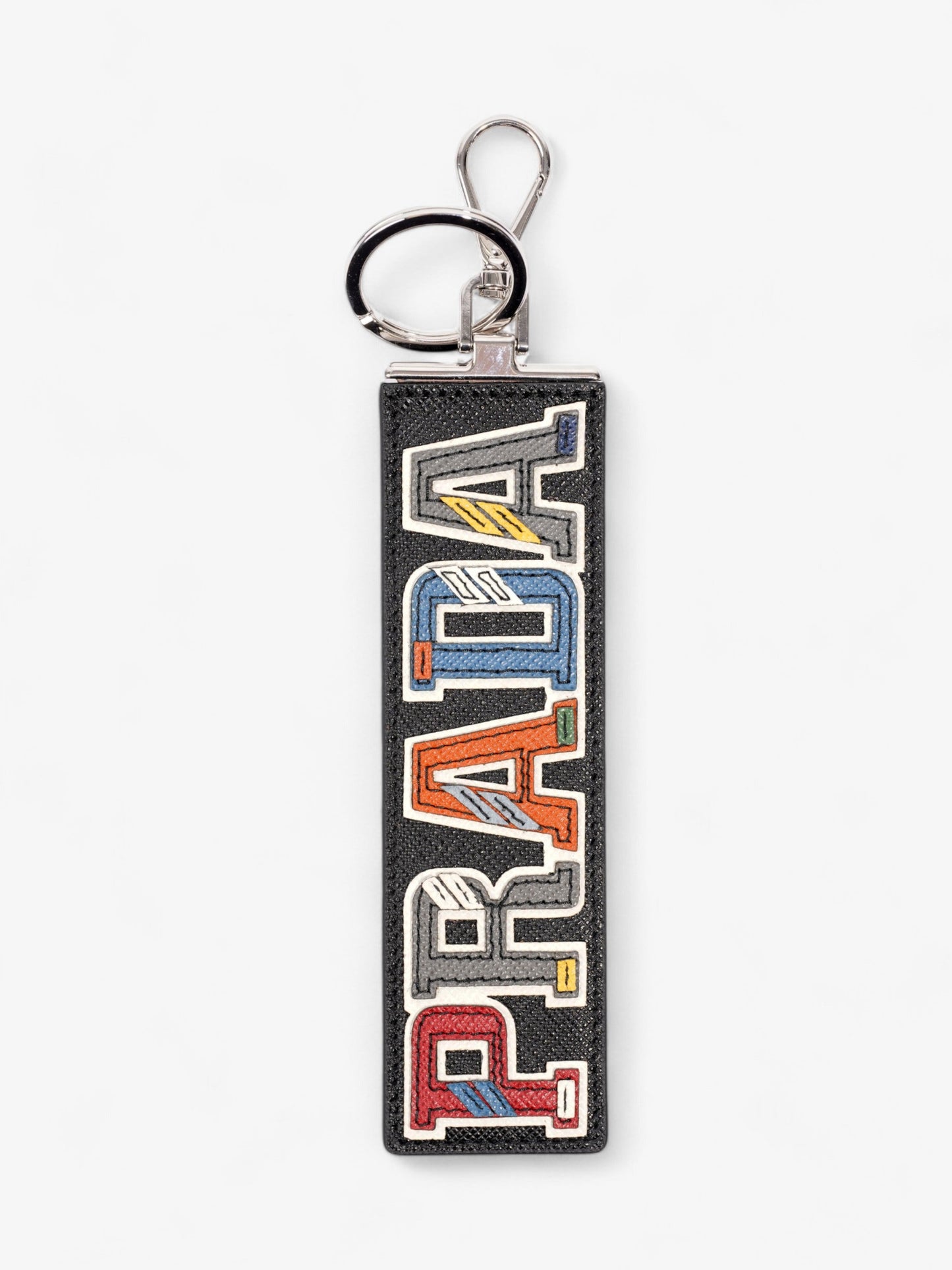Prada Trick Pelle Key Ring Black / Multicoloured Saffiano Leather