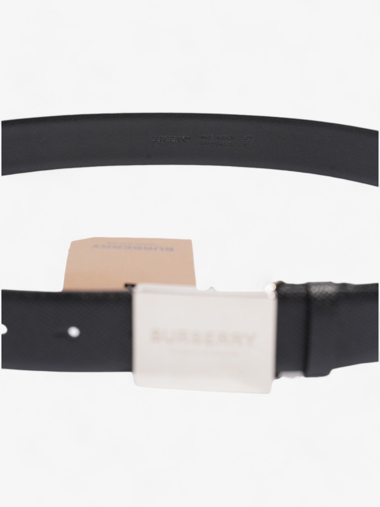 Burberry Burberry Plaque Buckle Belt Black Leather 105cm 42"