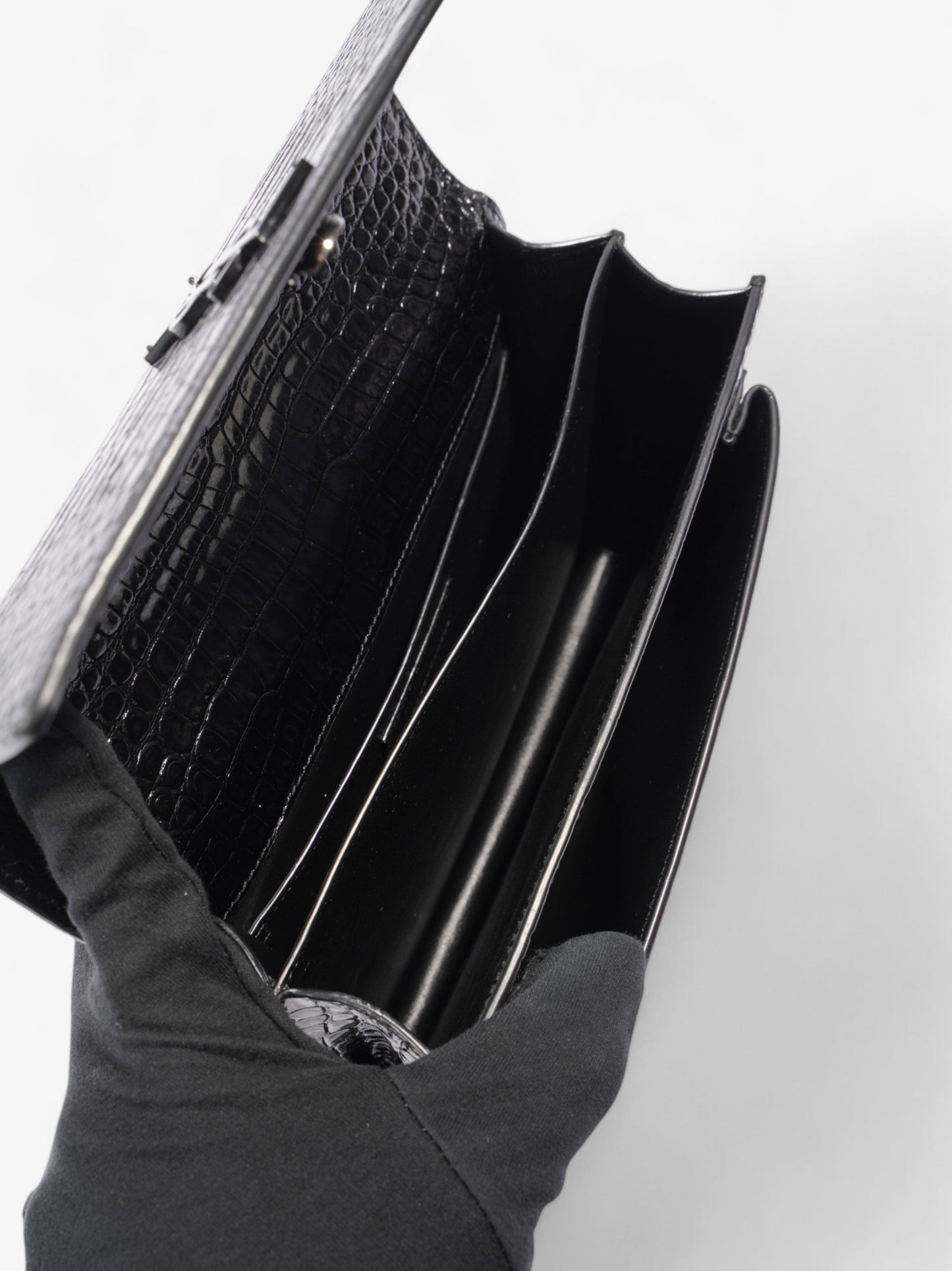 Saint Laurent Sunset Black Embossed Leather Medium