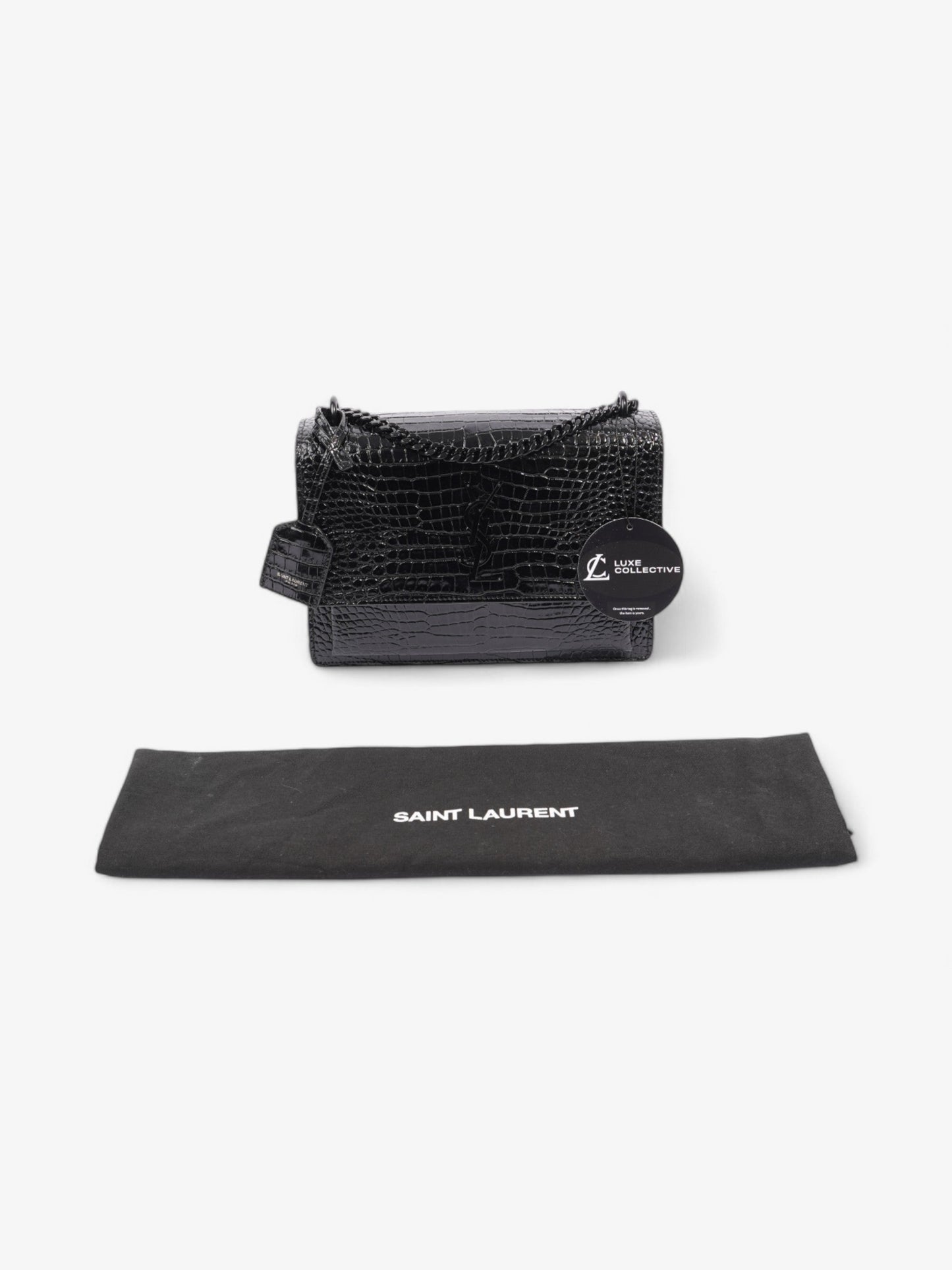 Saint Laurent Sunset Black Embossed Leather Medium