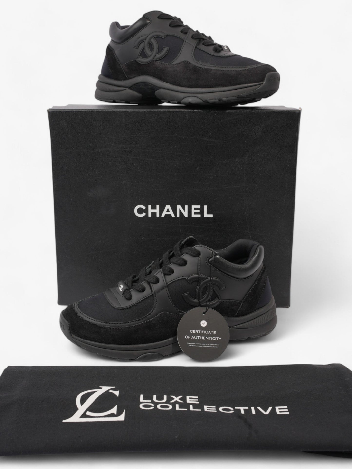 Chanel CC Logo Sneakers Black Suede EU 38 UK 5