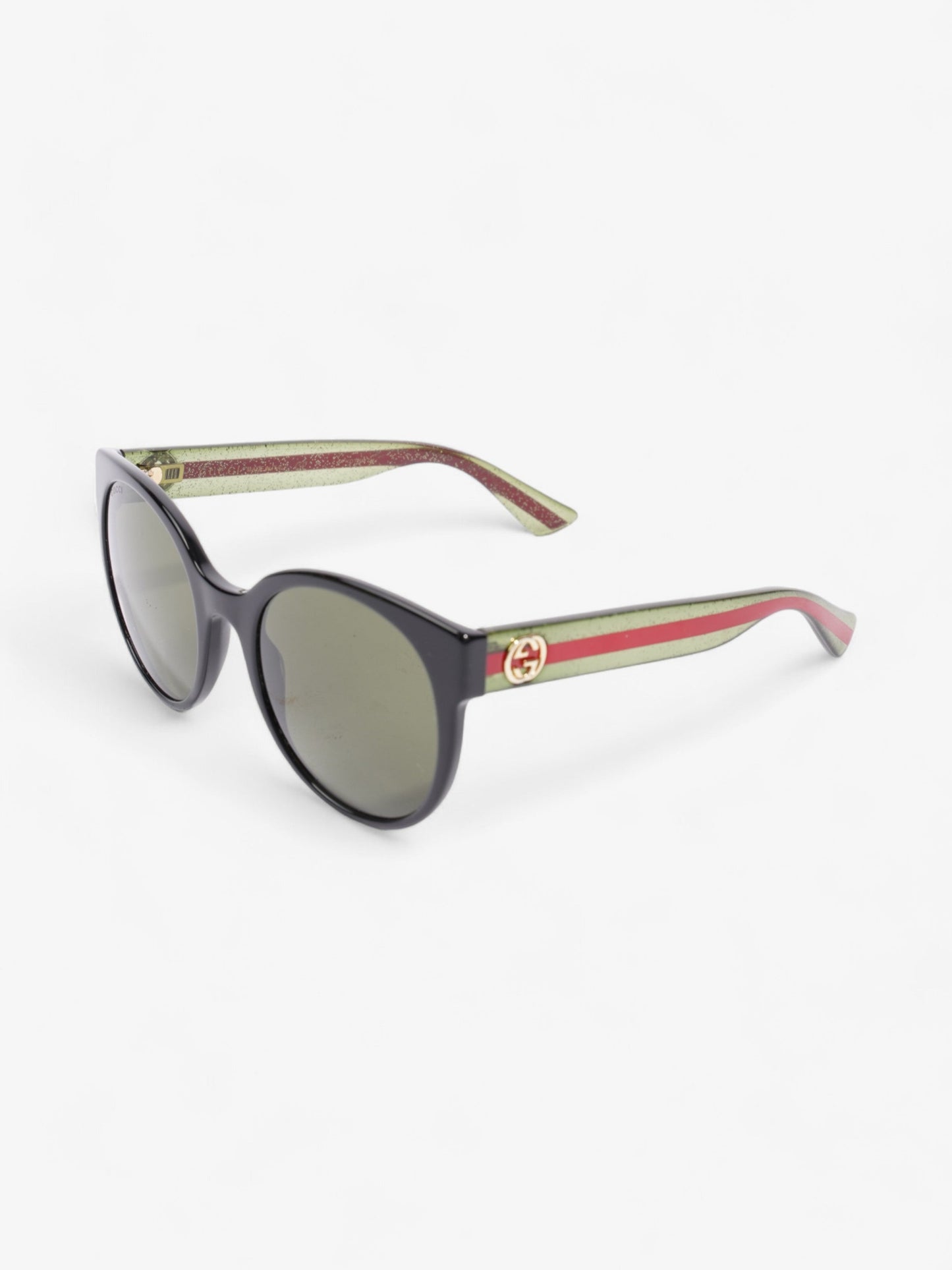 Gucci Oval Sunglasses Black / Red / Green Acetate 140mm