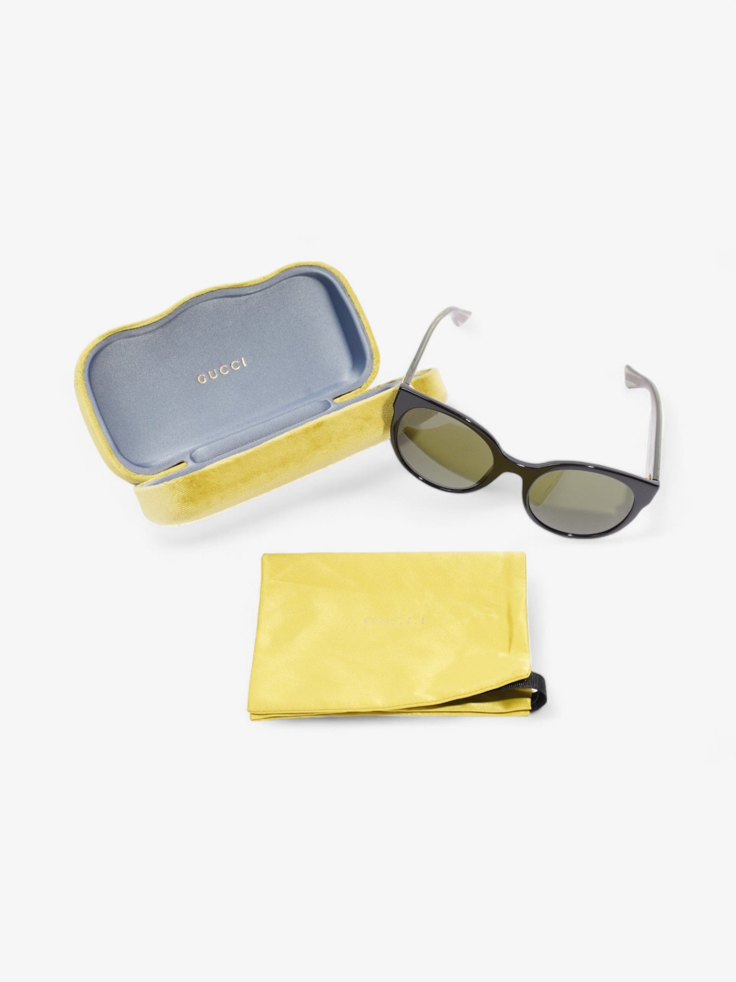 Gucci Oval Sunglasses Black / Red / Green Acetate 140mm