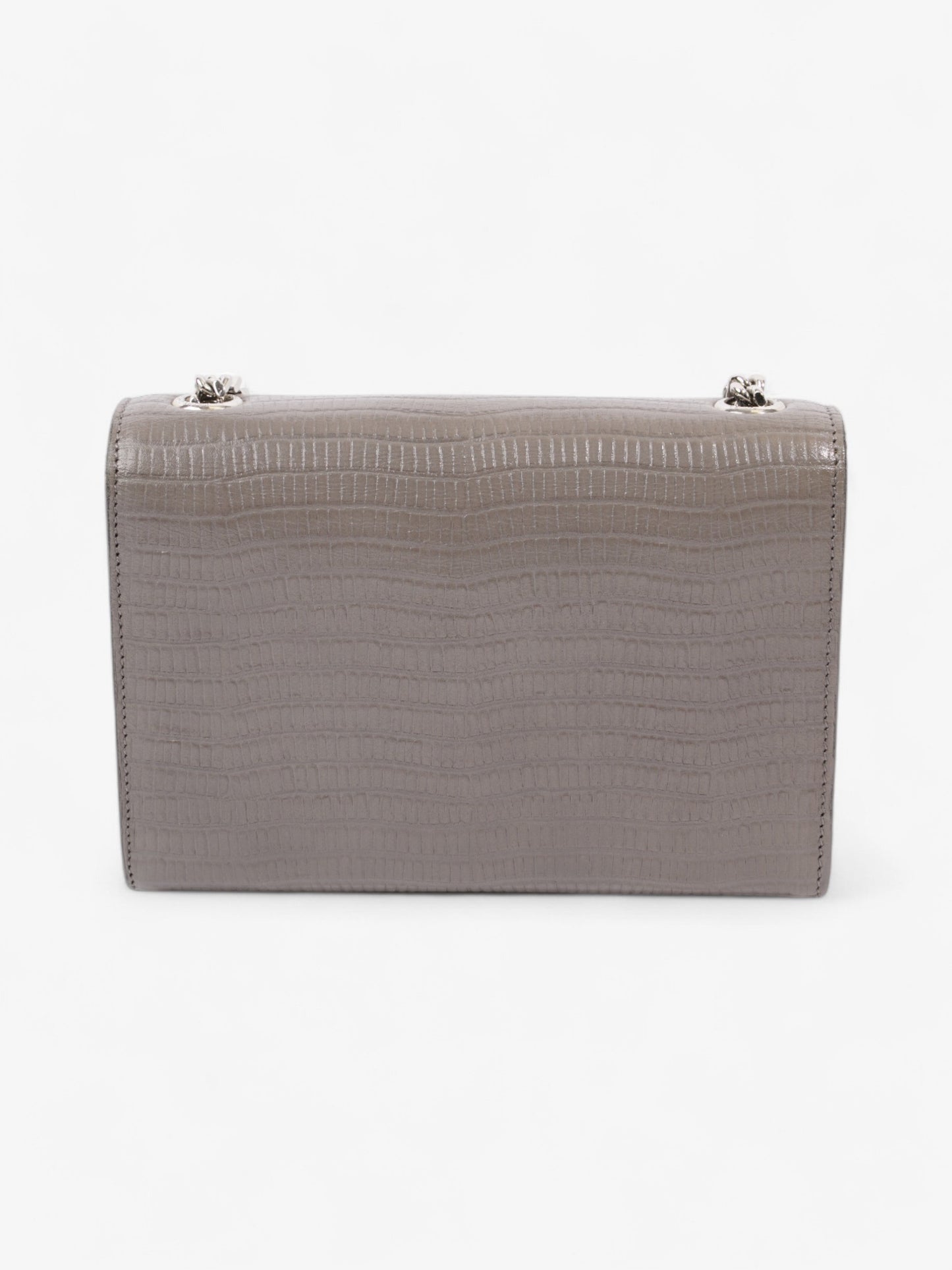 Saint Laurent Kate Tassel Grey Embossed Leather Small