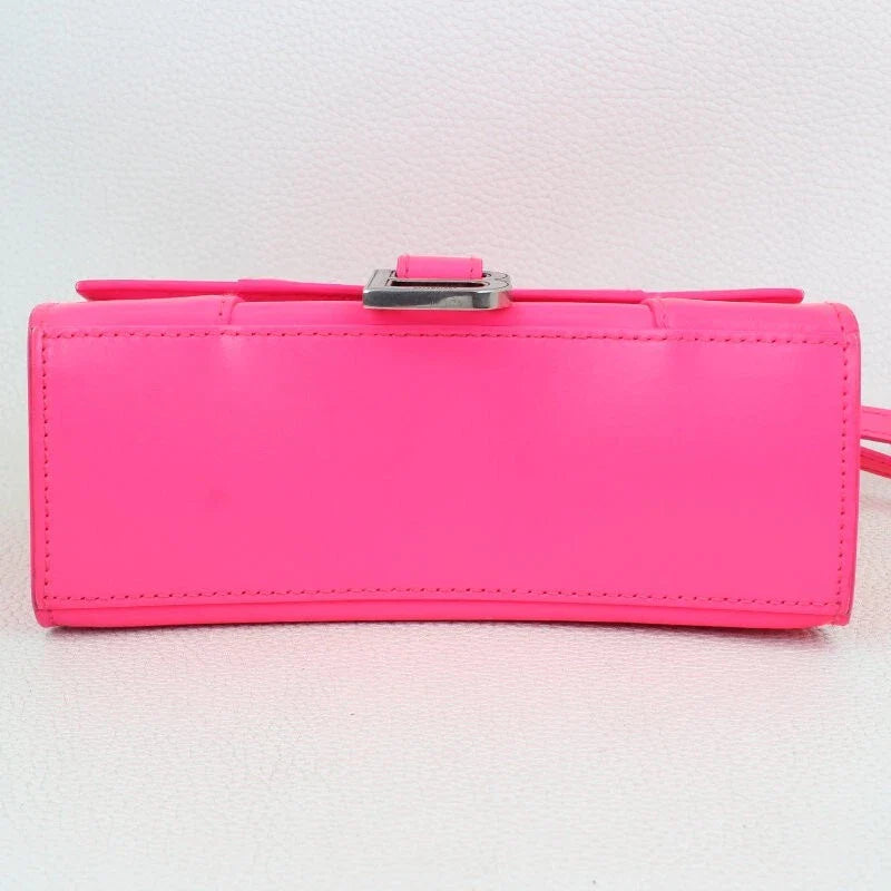 Balenciaga Hourglass XS Shiny Box Calf Top-Handle Bag Fuschia