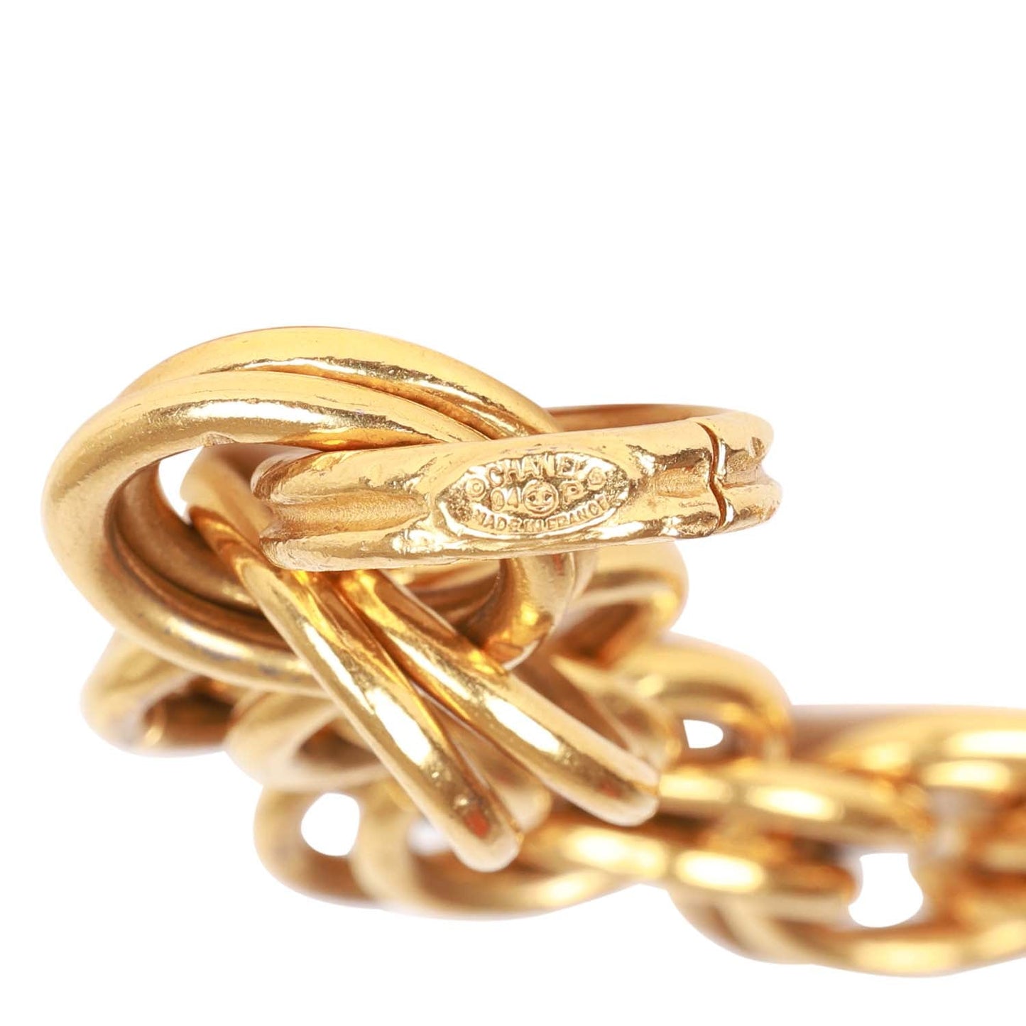Chanel Vintage 24K Gold Plated Double Link CC-Logo Maltese Cross Charm Bracelet