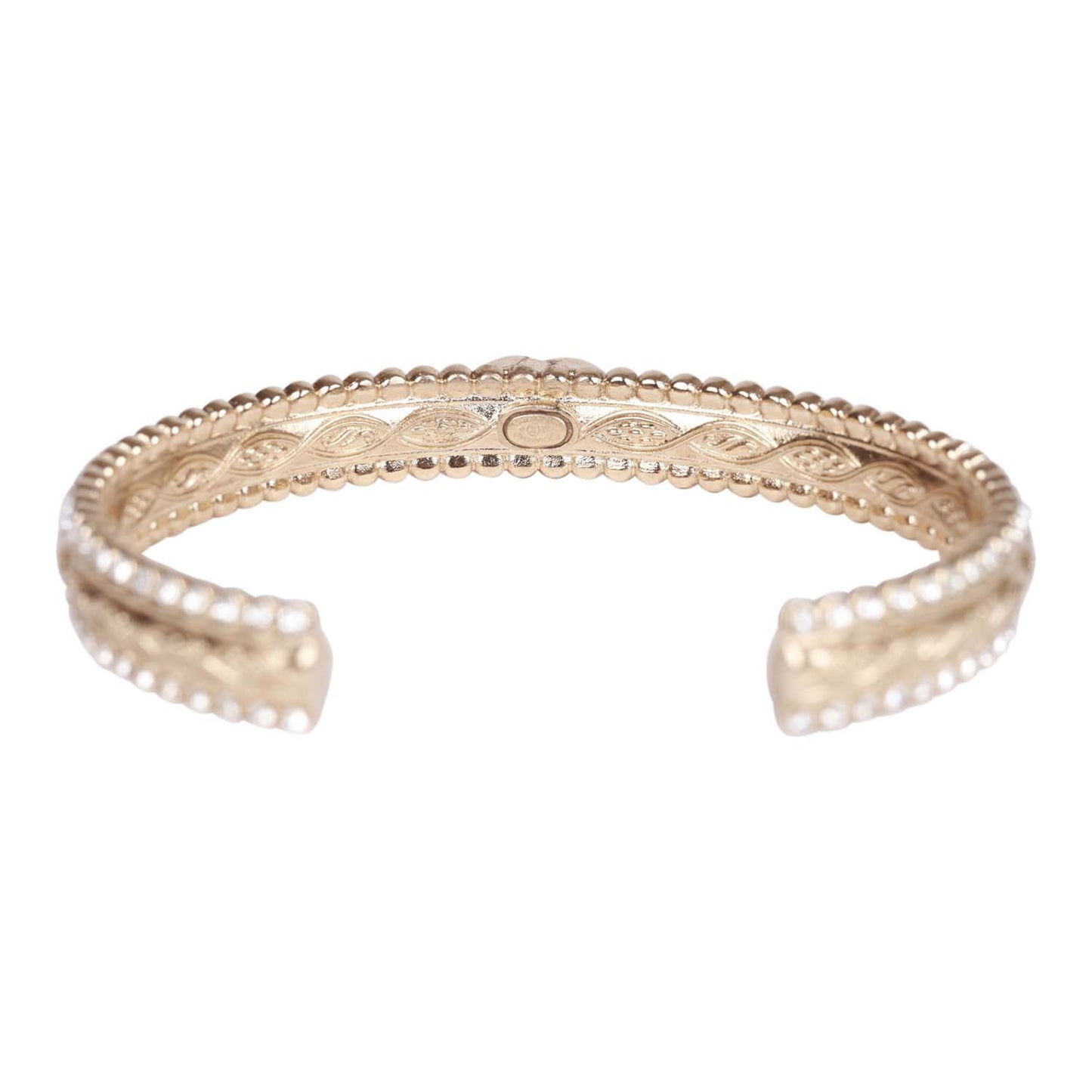 Chanel Crystal Manchette CC Gold Cuff Bracelet