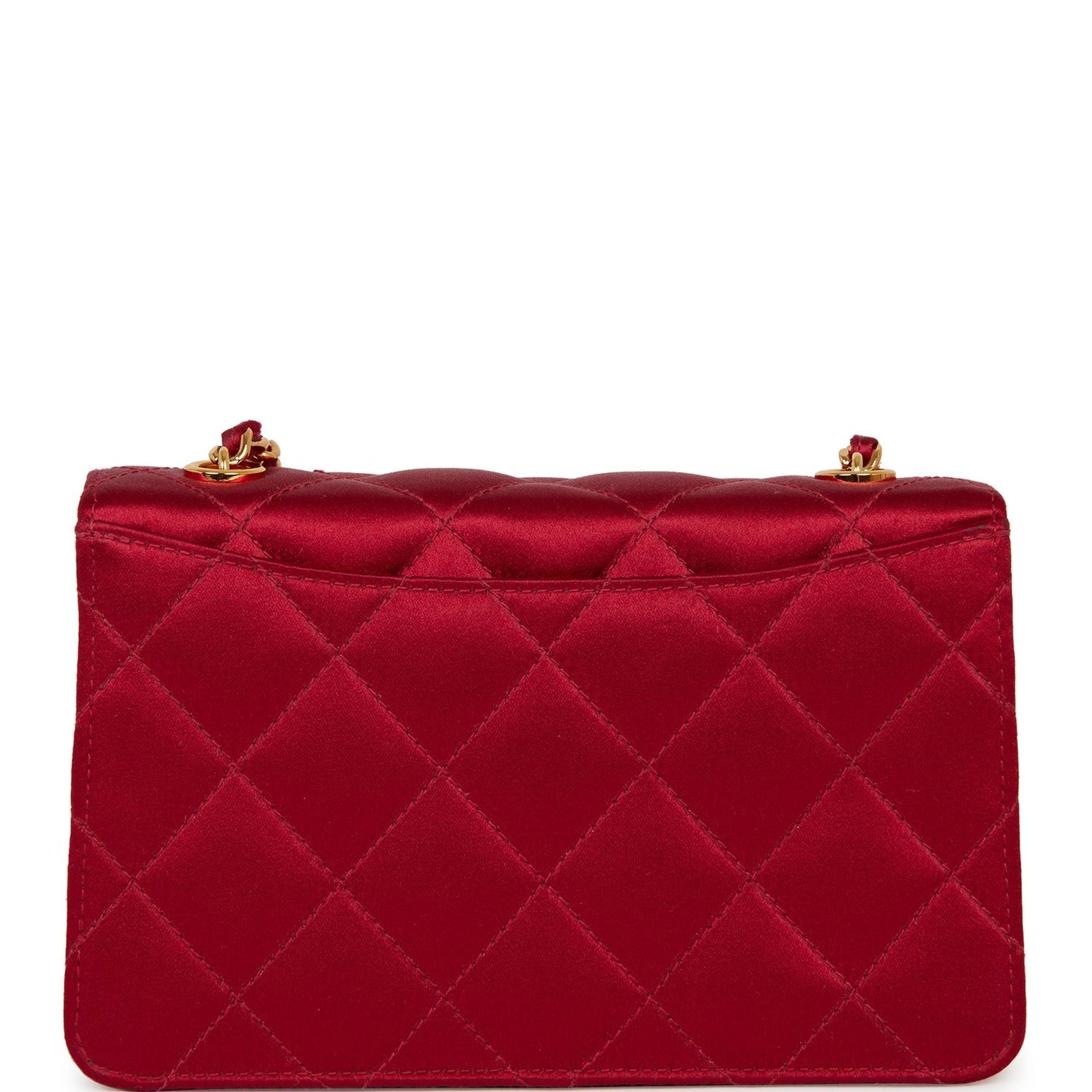 Chanel Vintage Mini Flap Bag Red Satin Gold Hardware