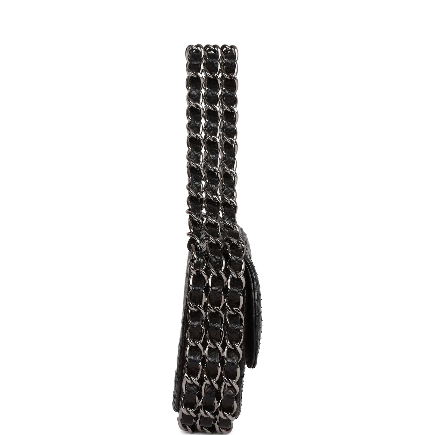 Chanel Vintage Mini Flap Bag Black Python Silver Hardware