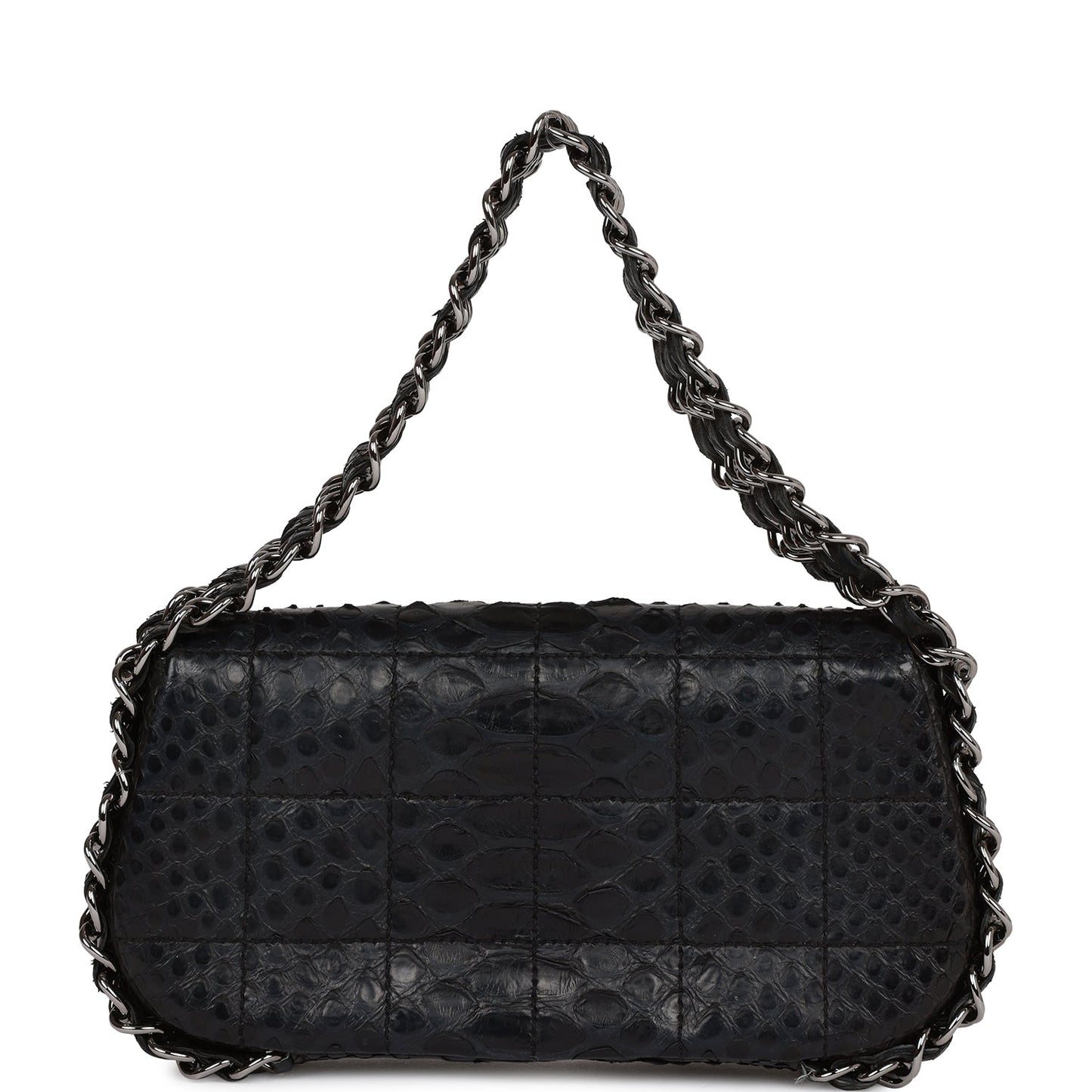 Chanel Vintage Mini Flap Bag Black Python Silver Hardware