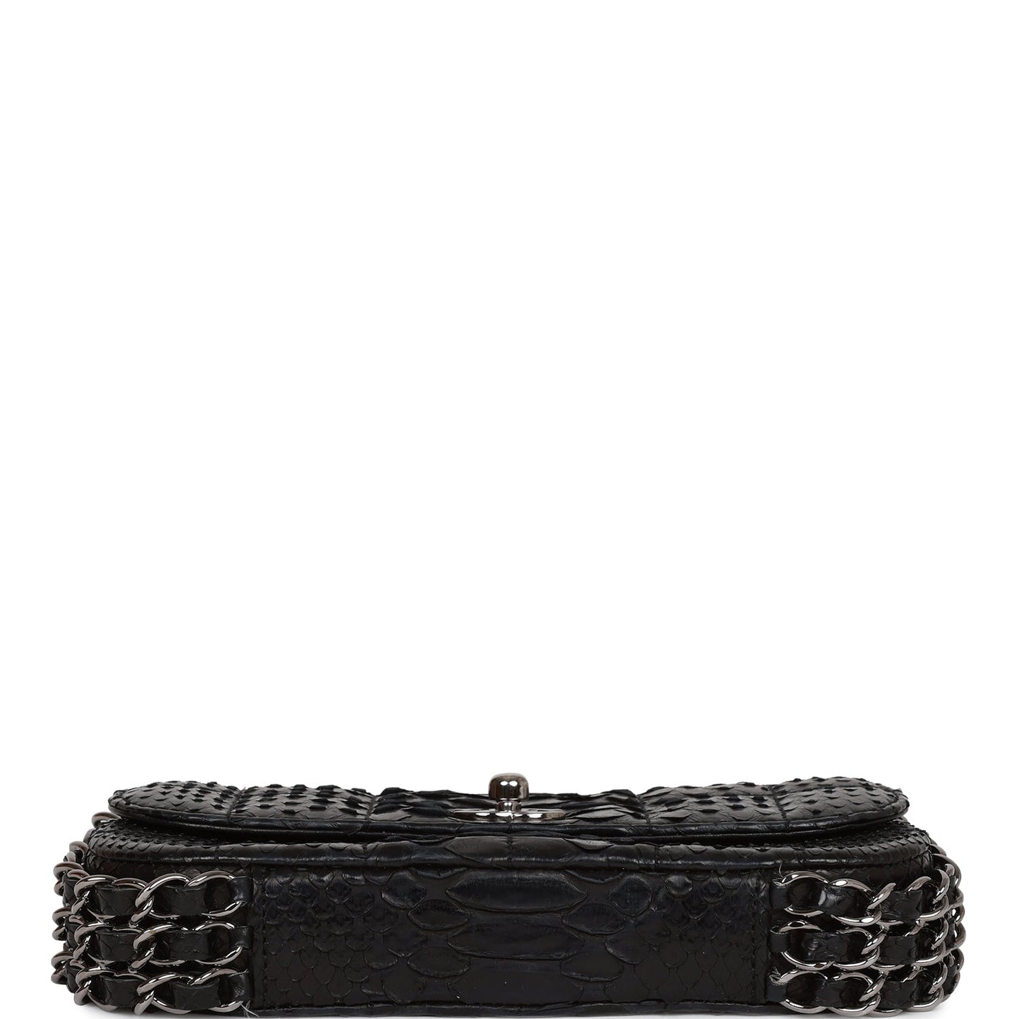 Chanel Vintage Mini Flap Bag Black Python Silver Hardware