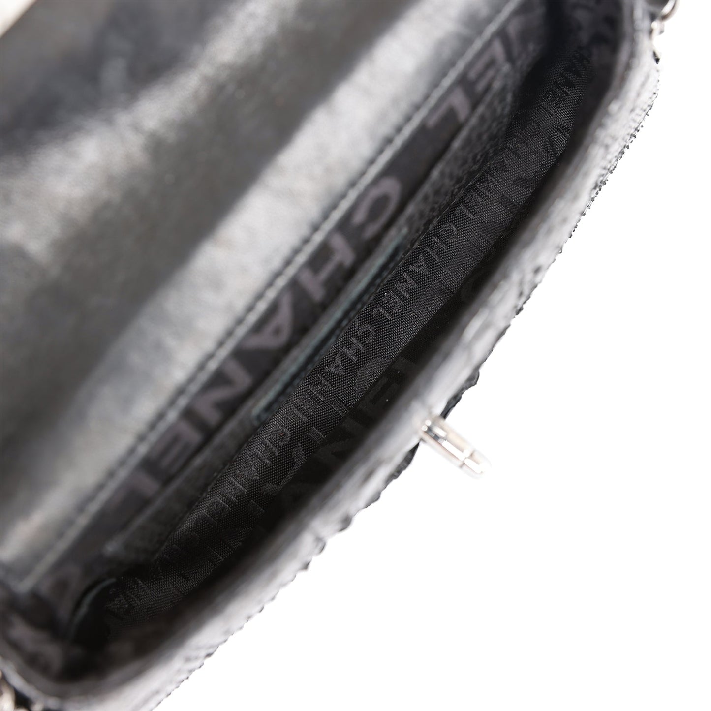 Chanel Vintage Mini Flap Bag Black Python Silver Hardware