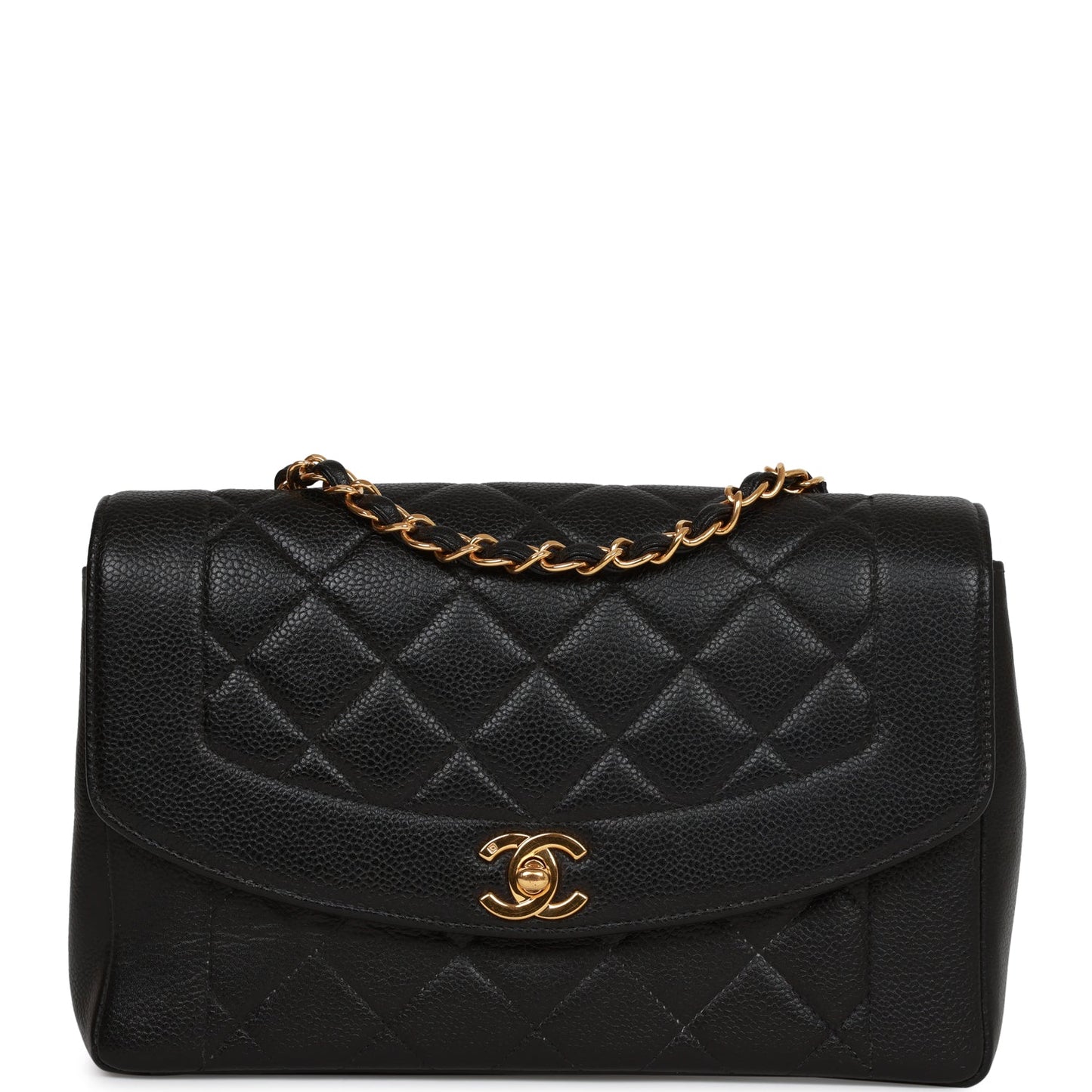 Chanel Vintage Medium Diana Flap Bag Black Caviar Gold Hardware