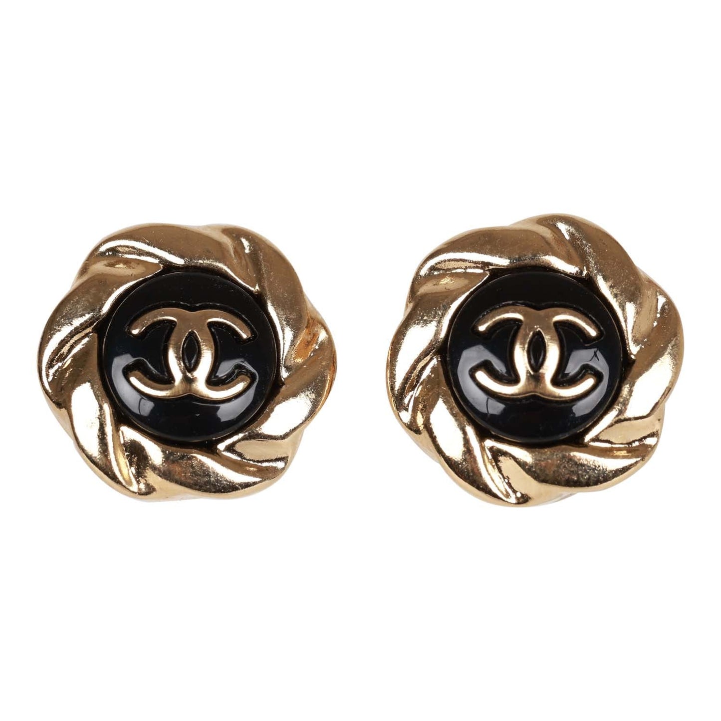 Chanel Gold CC Sunburst Stud Earrings