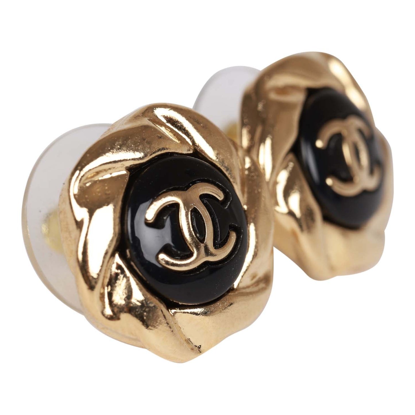 Chanel Gold CC Sunburst Stud Earrings