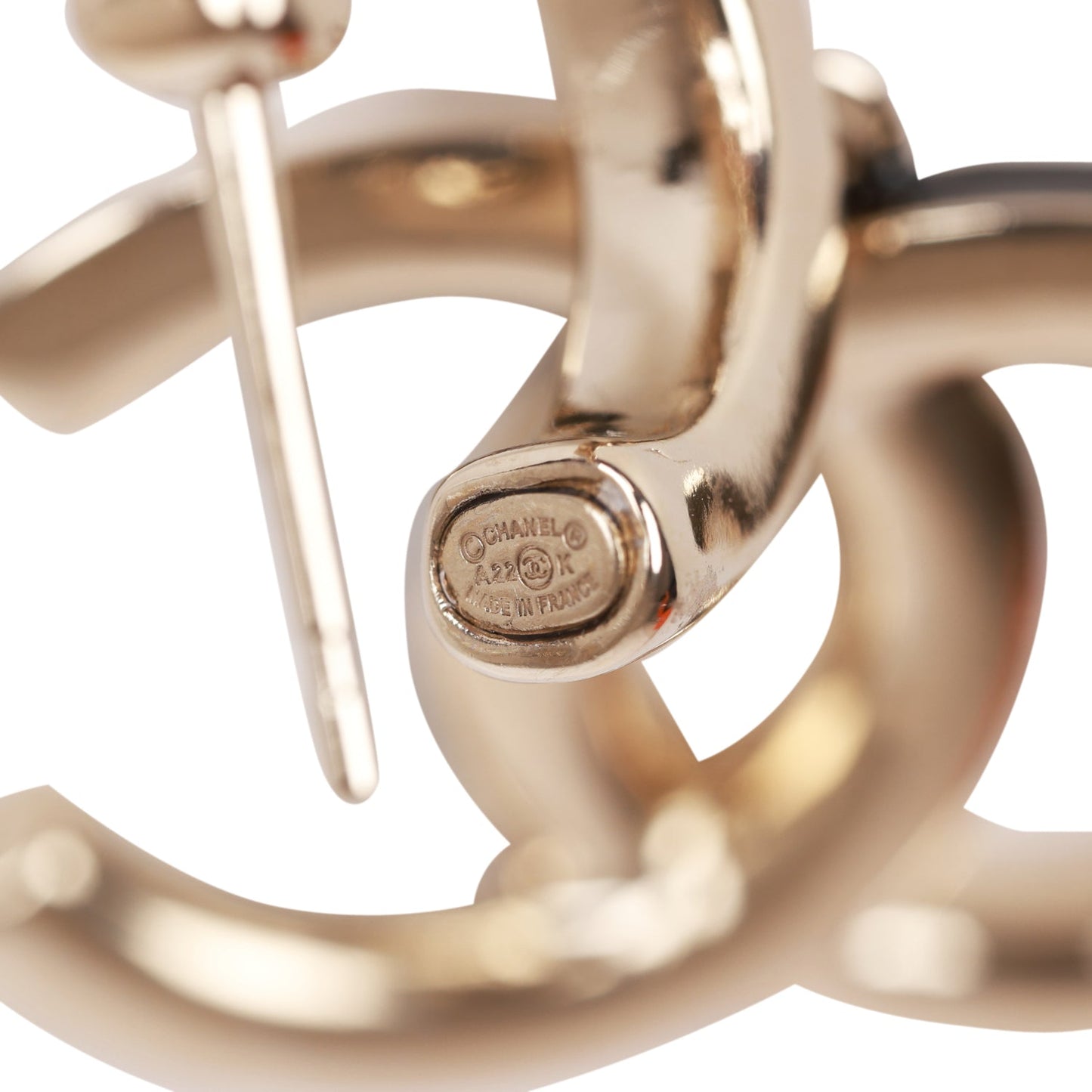 Chanel Gold, Black and White CC Hoop Earrings