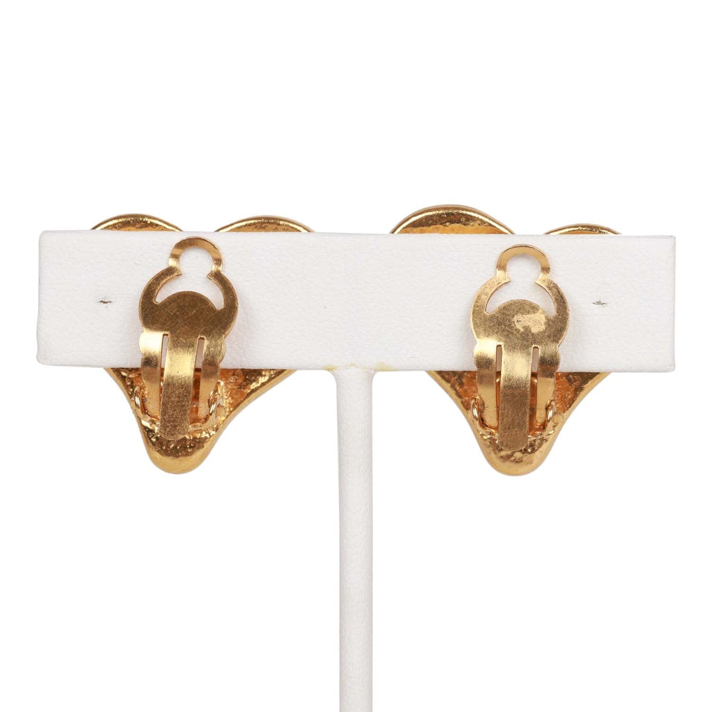 Chanel Vintage Blue CC Logo Gripoix Heart Earrings
