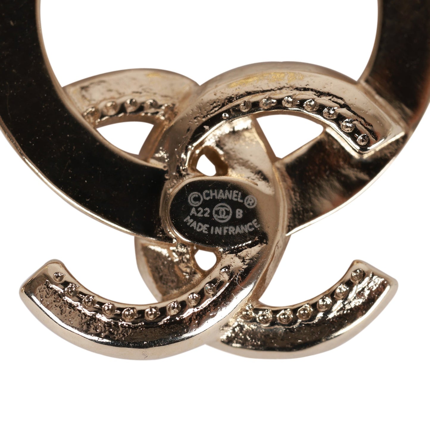 Chanel Gold Circle CC Logo Faux Crystal Earrings