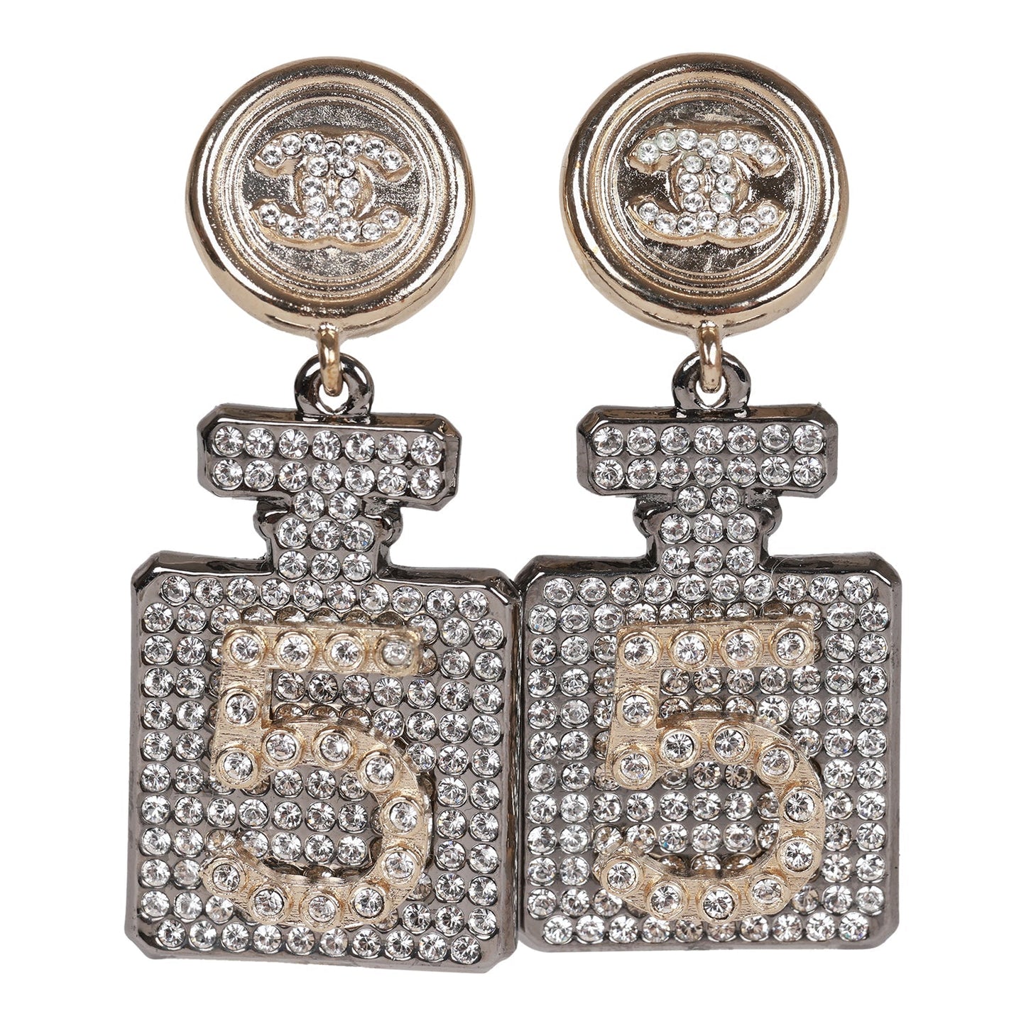 Chanel Crystal Embellished No. 5 Bottle Earrings