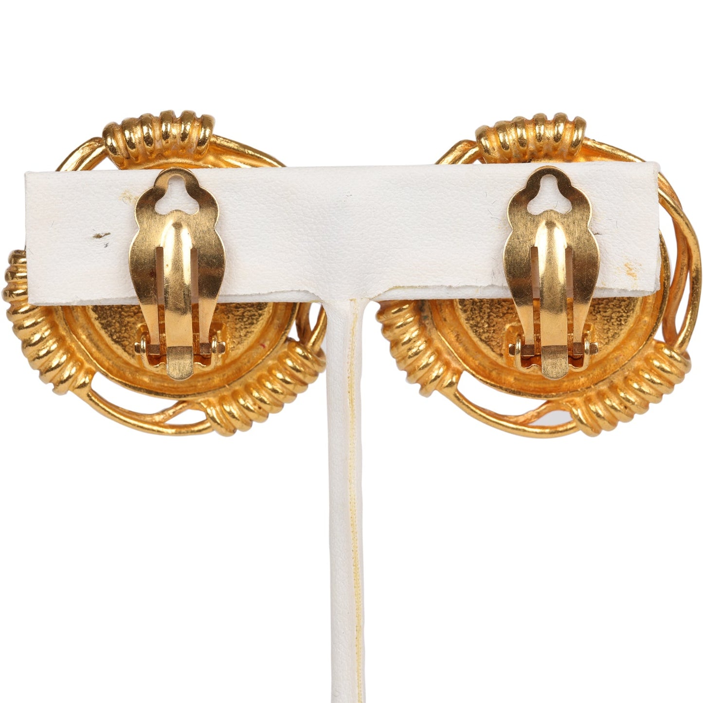 Chanel Vintage 24K Gold Plated White Gripoix Earrings