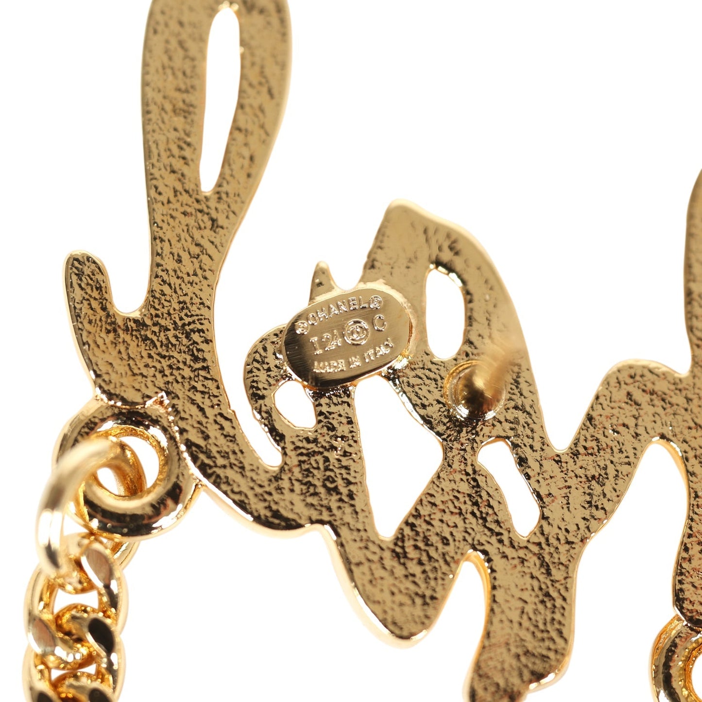 Chanel Logo Drop Chain Earrings Gold Metal