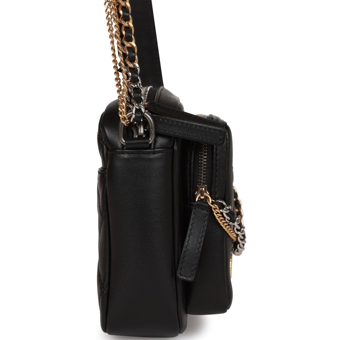 Chanel Small Camera Bag Black Calfskin Mixed Metal Hardware