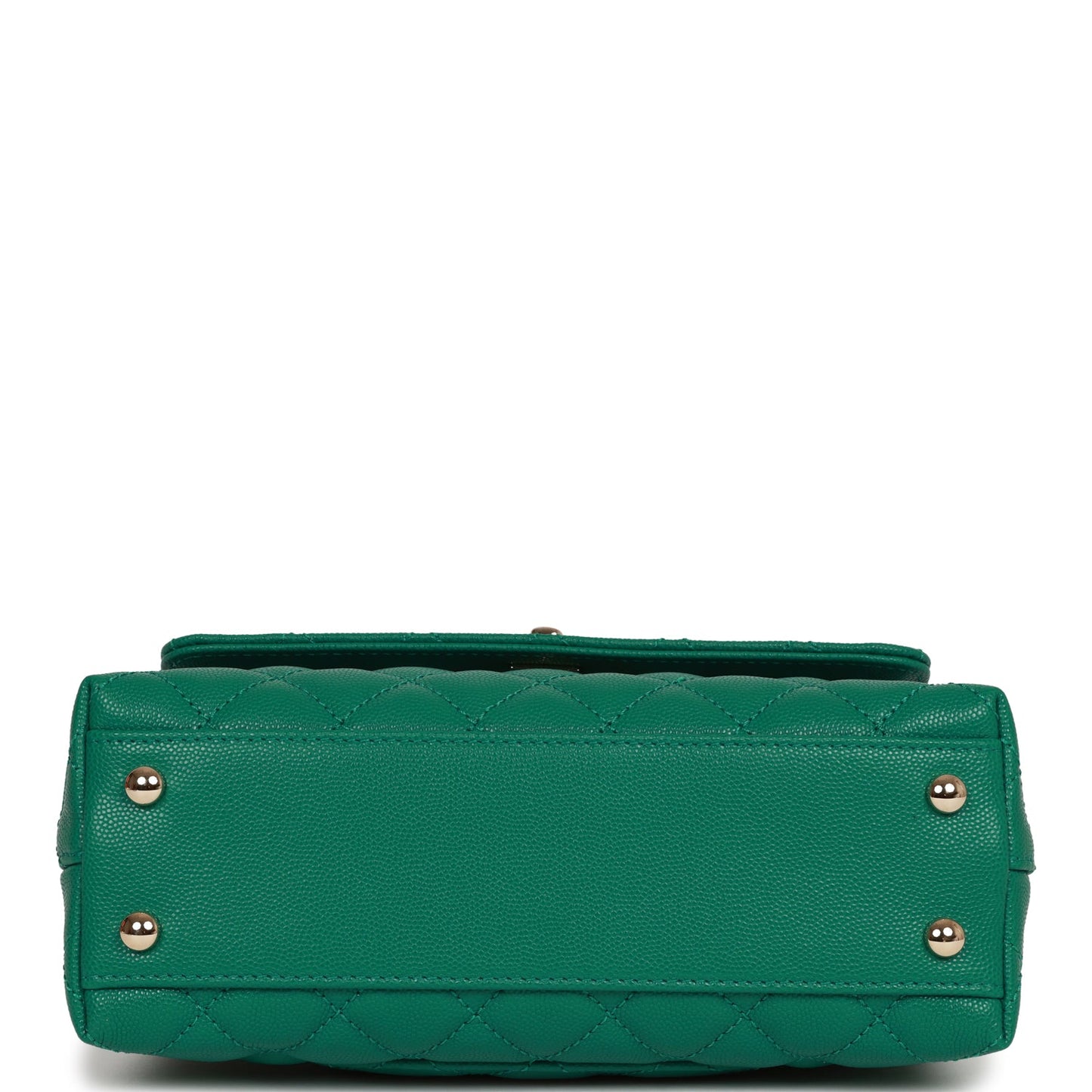 Chanel Small Coco Handle Flap Bag Green Caviar Light Gold Hardware
