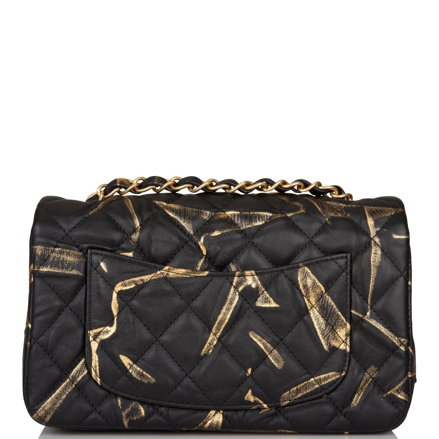 Chanel Mini Rectangular Flap Bag Black and Gold Aged Calfskin Antique Gold Hardware