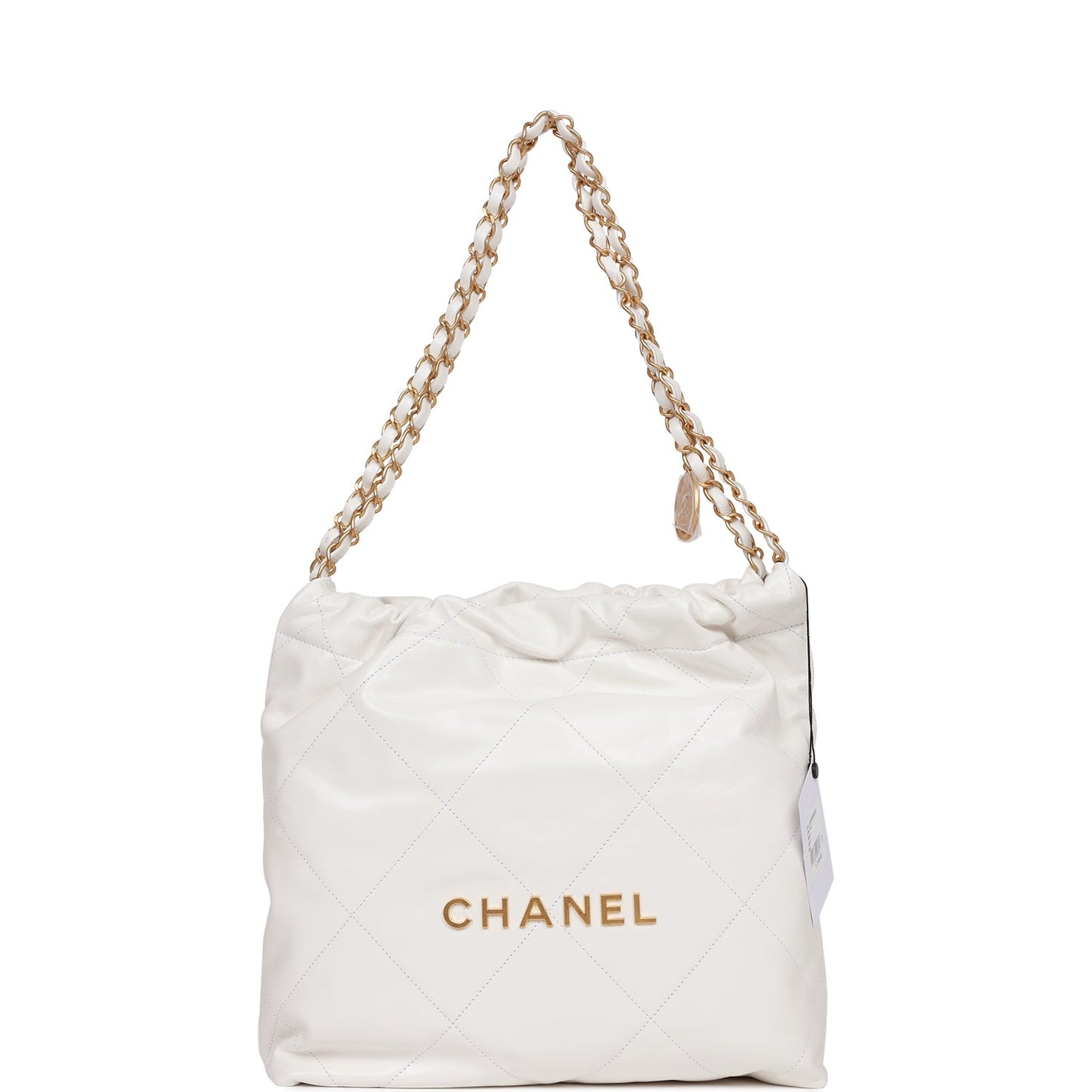 Chanel Small 22 Bag White Calfskin Gold Hardware