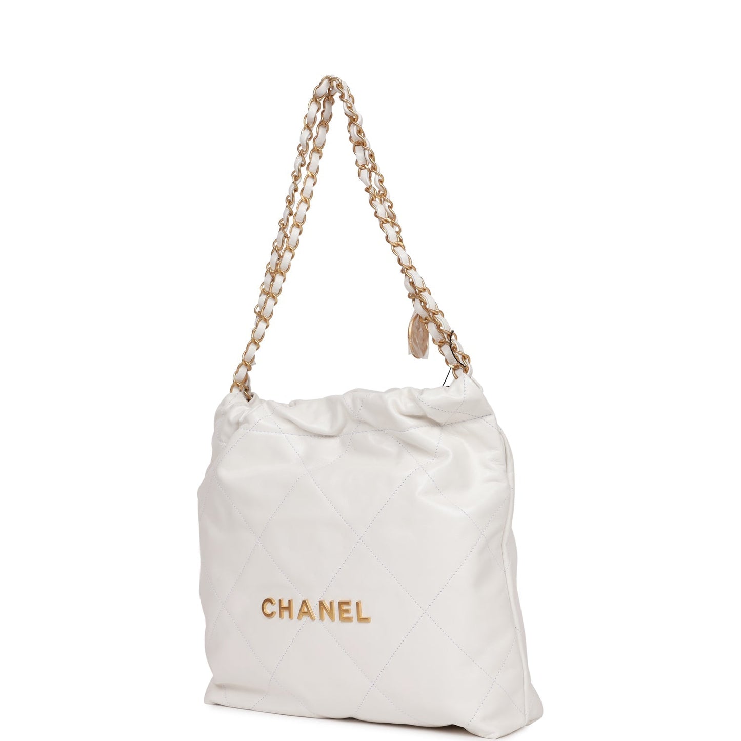Chanel Small 22 Bag White Calfskin Gold Hardware
