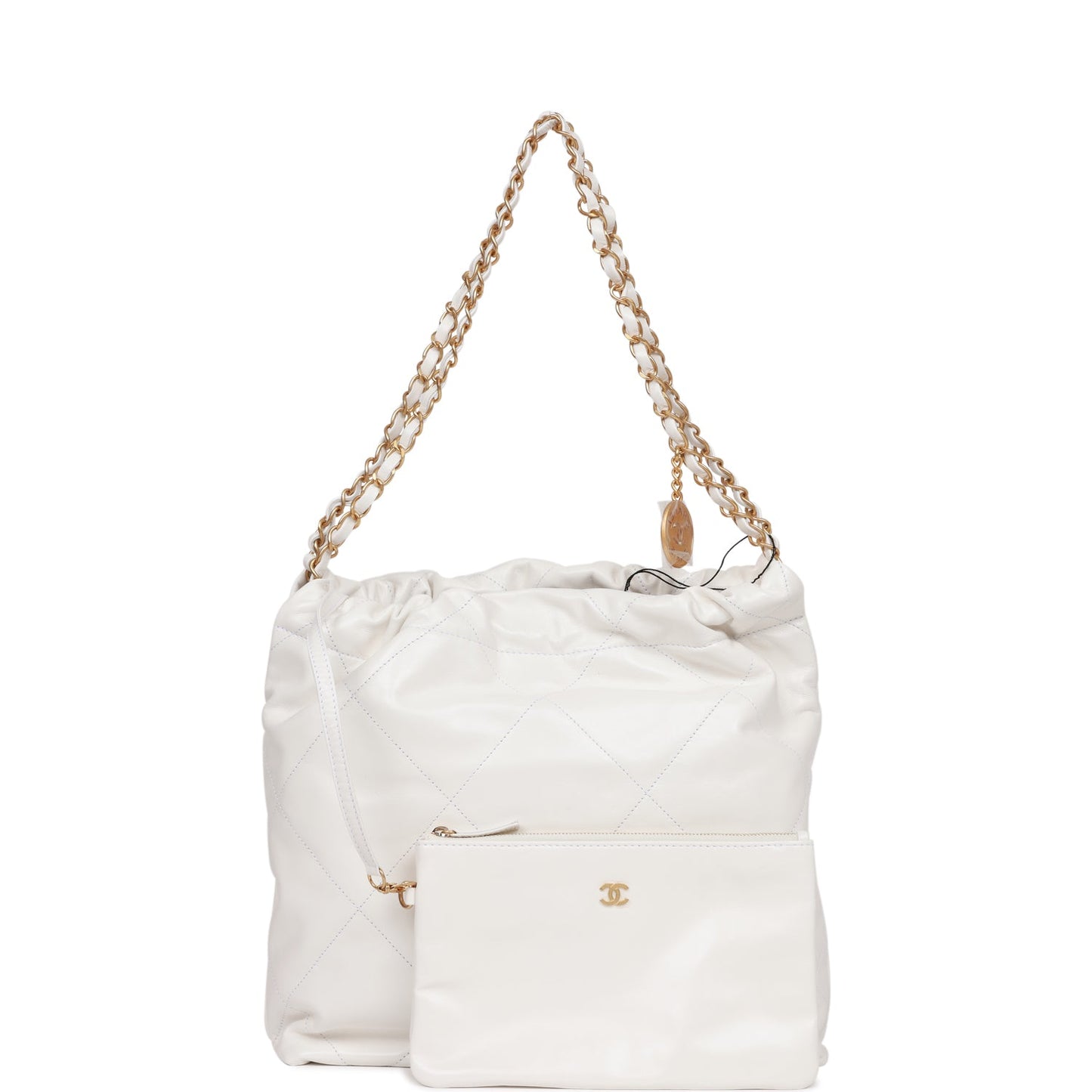 Chanel Small 22 Bag White Calfskin Gold Hardware