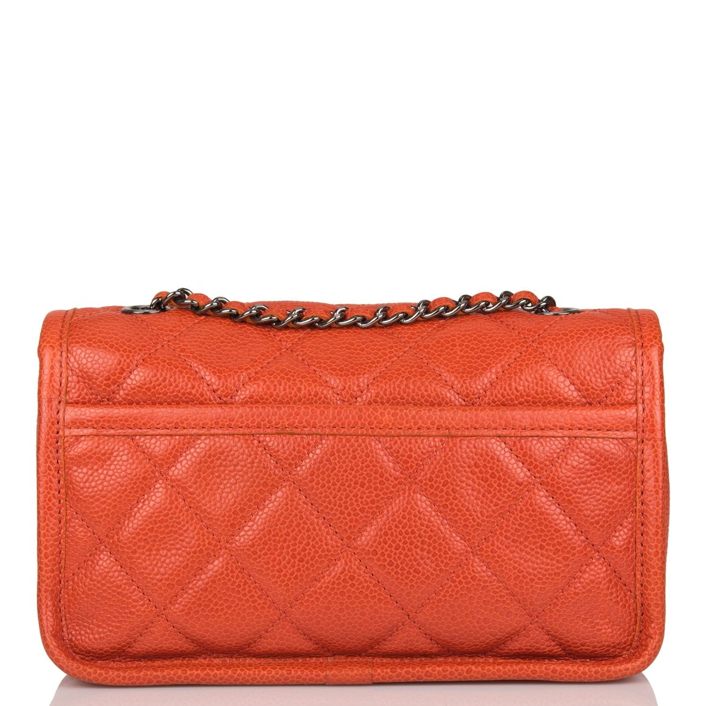 Chanel Mini Flap Bag Dark Orange Caviar Ruthenium Hardware