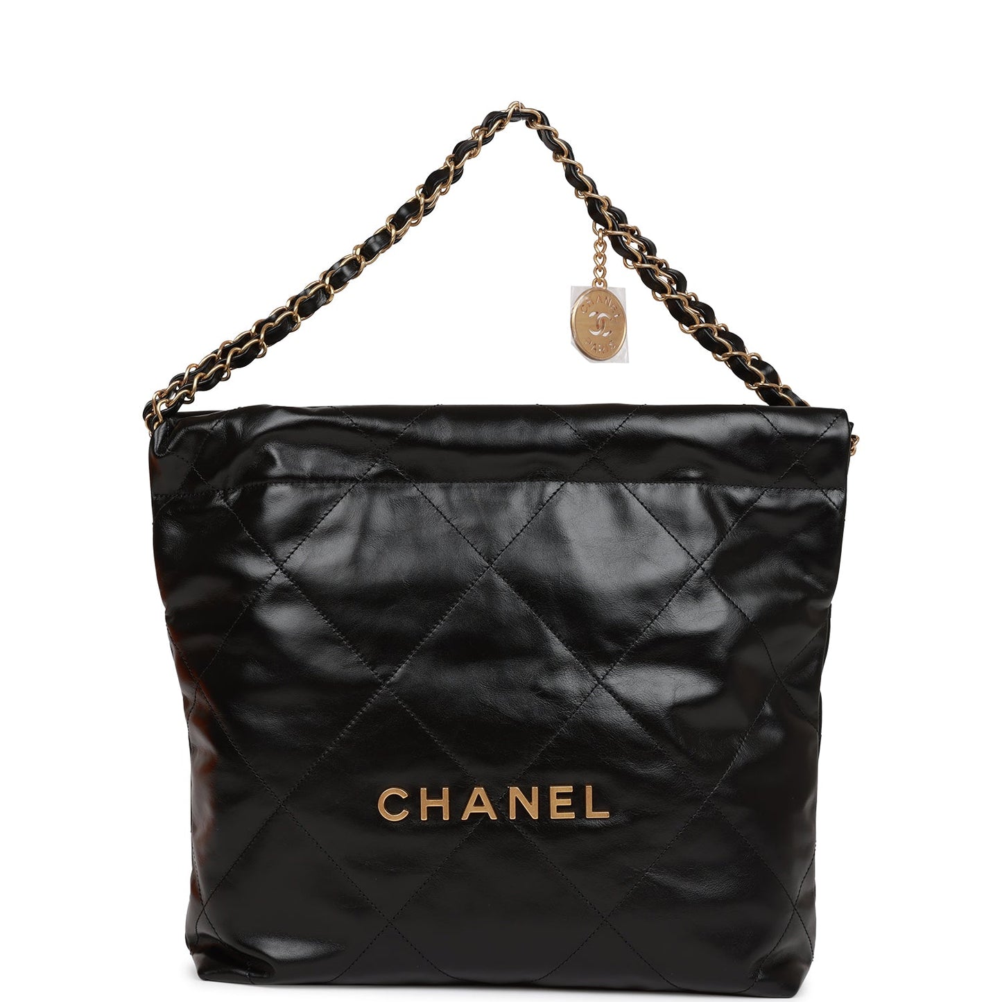 Chanel Small 22 Bag Black Lambskin Antique Gold Hardware