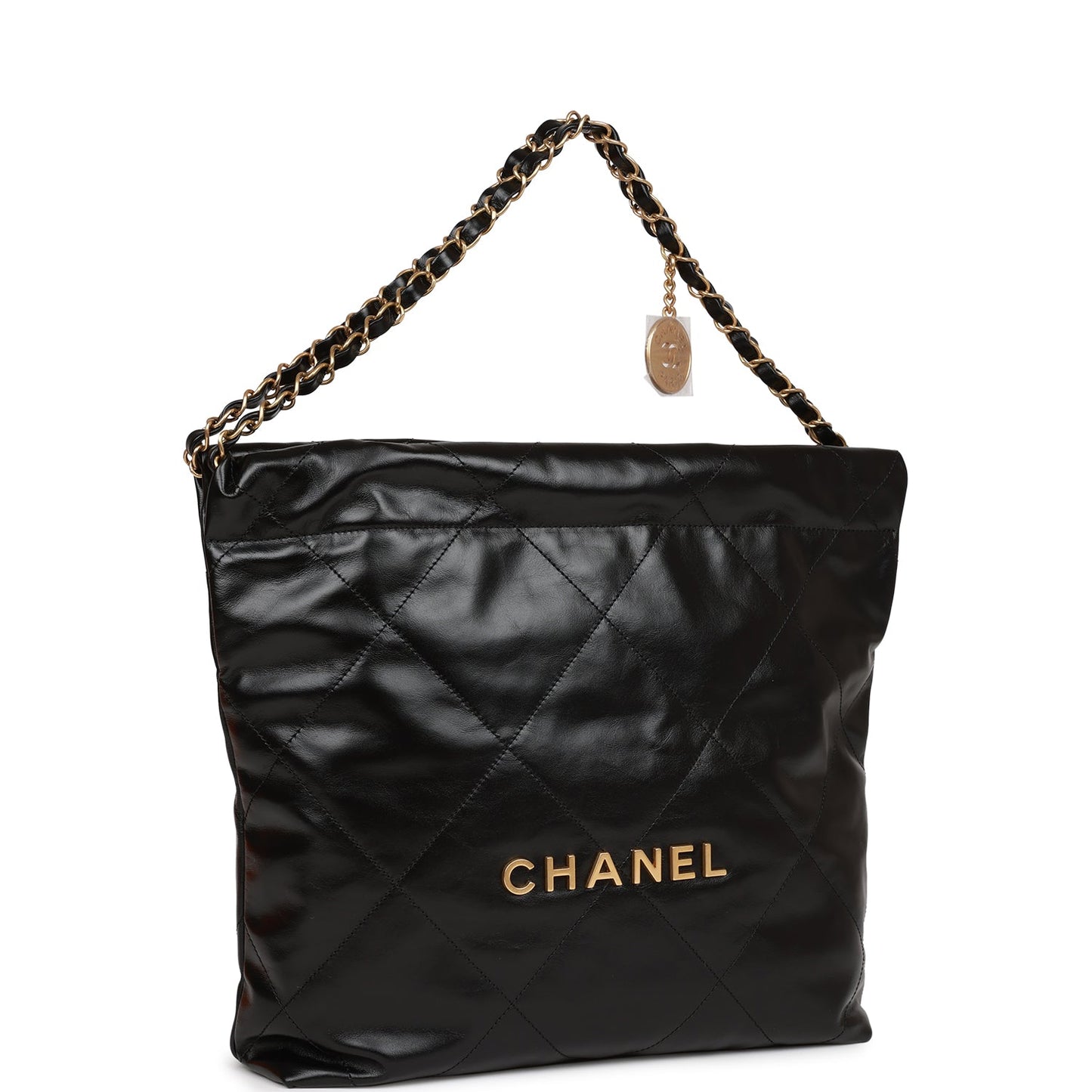 Chanel Small 22 Bag Black Lambskin Antique Gold Hardware