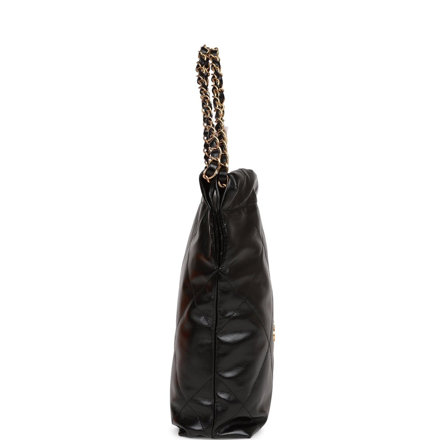 Chanel Small 22 Bag Black Lambskin Antique Gold Hardware
