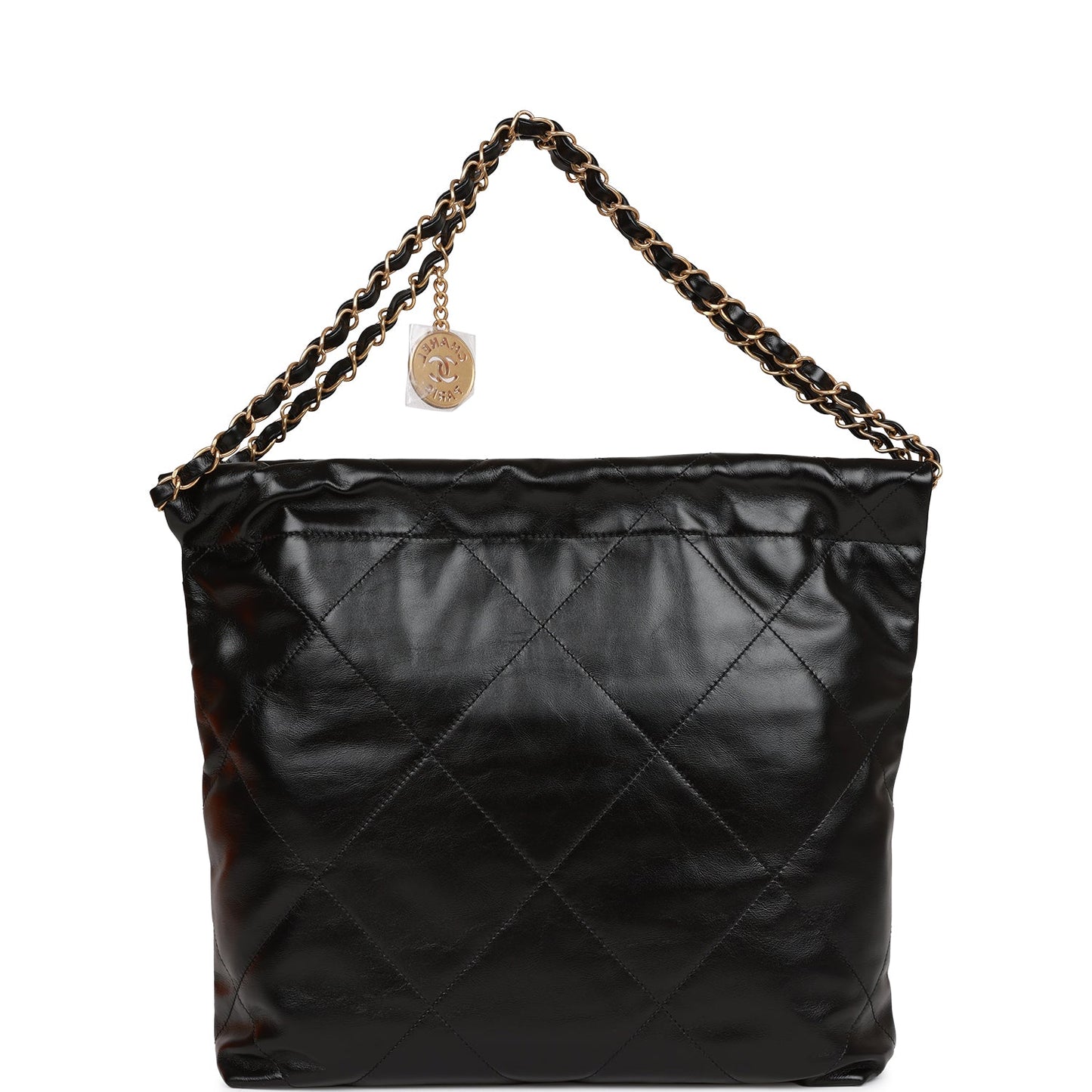 Chanel Small 22 Bag Black Lambskin Antique Gold Hardware