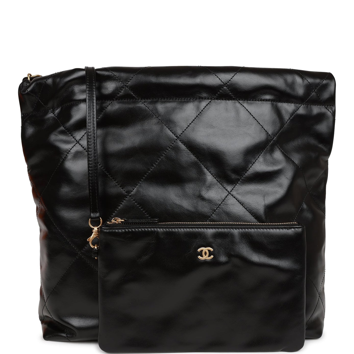 Chanel Small 22 Bag Black Lambskin Antique Gold Hardware