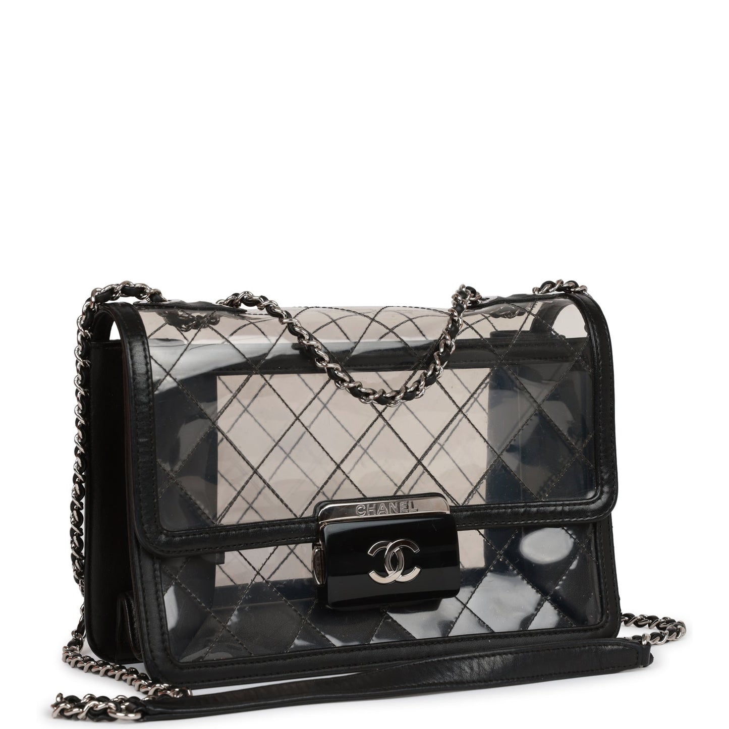 Chanel Naked Beauty Lock Flap Bag PVC Silver Hardware